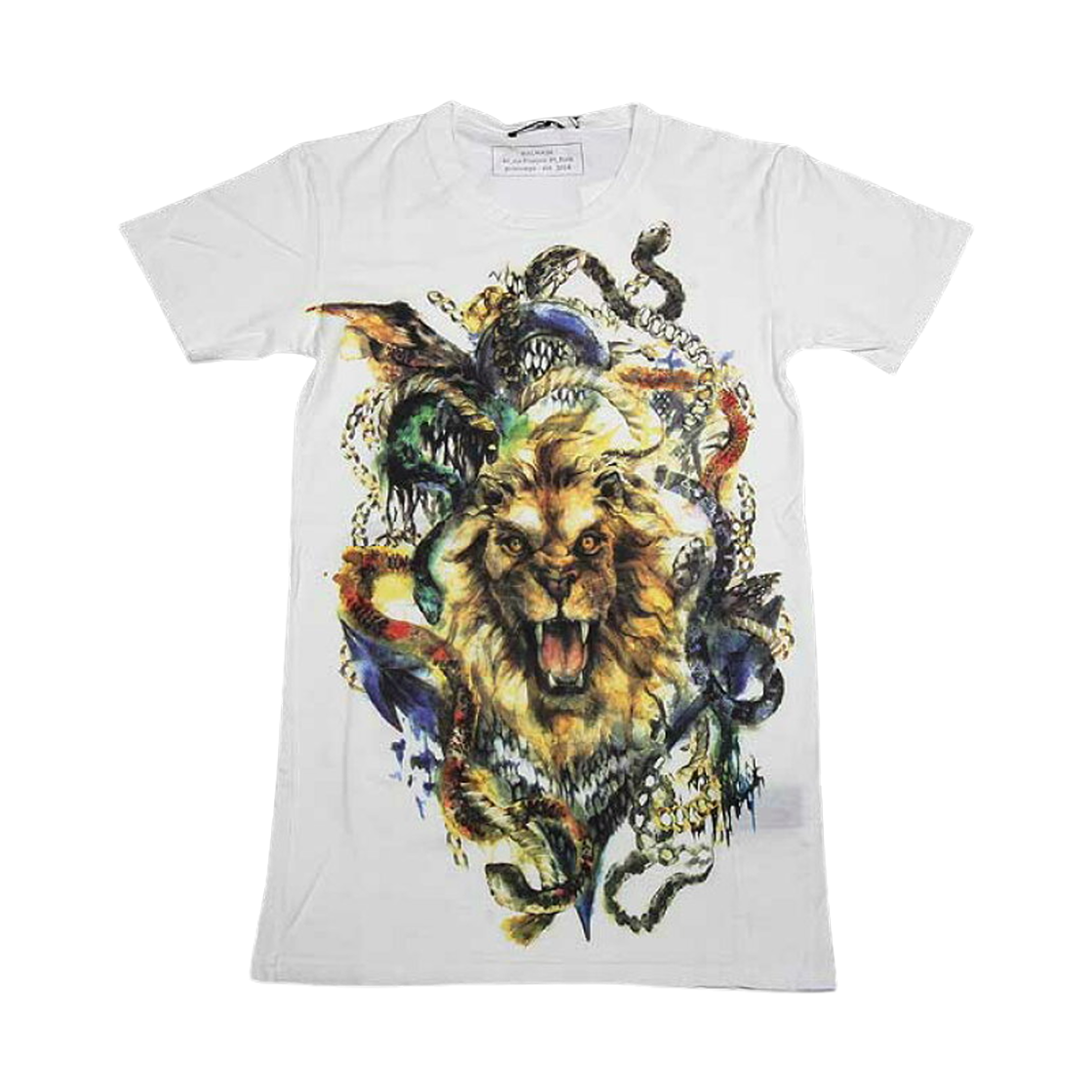 발망 라이언 프린트 티셔츠 화이트(Balmain Lion Print T-Shirt White)