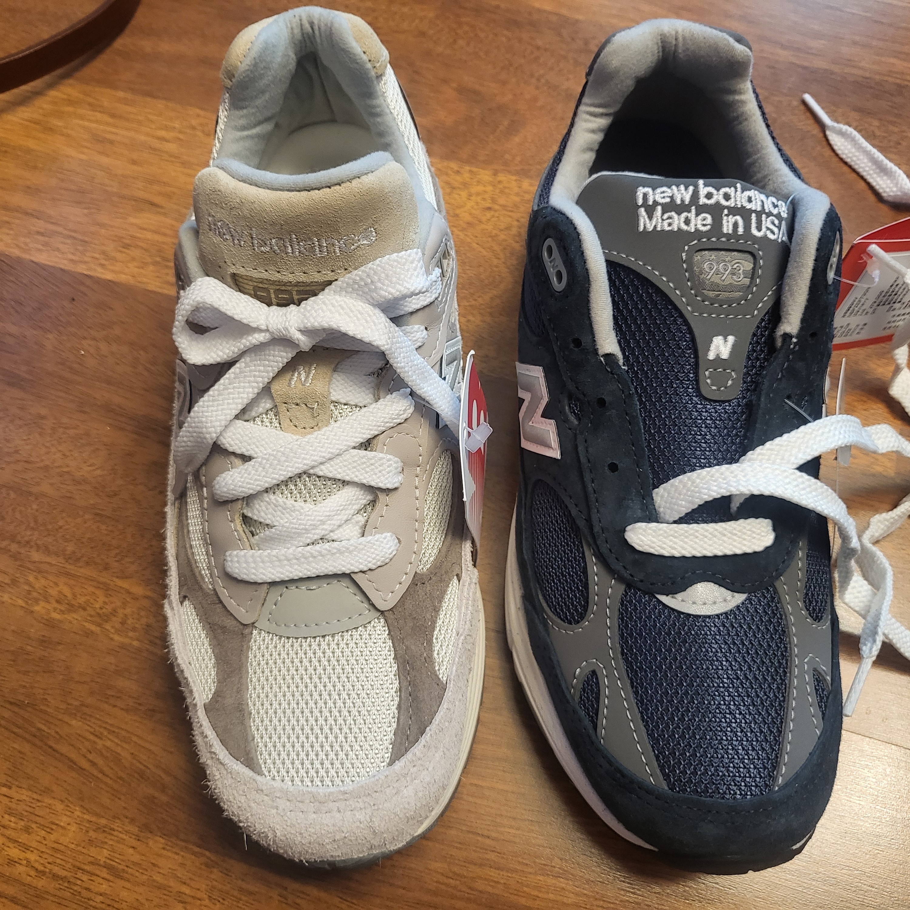 New Balance 992 Made in USA Moonrock Mushroom, New Balance 993 Made in USA Navy - D Standard 착용 스타일 - 3