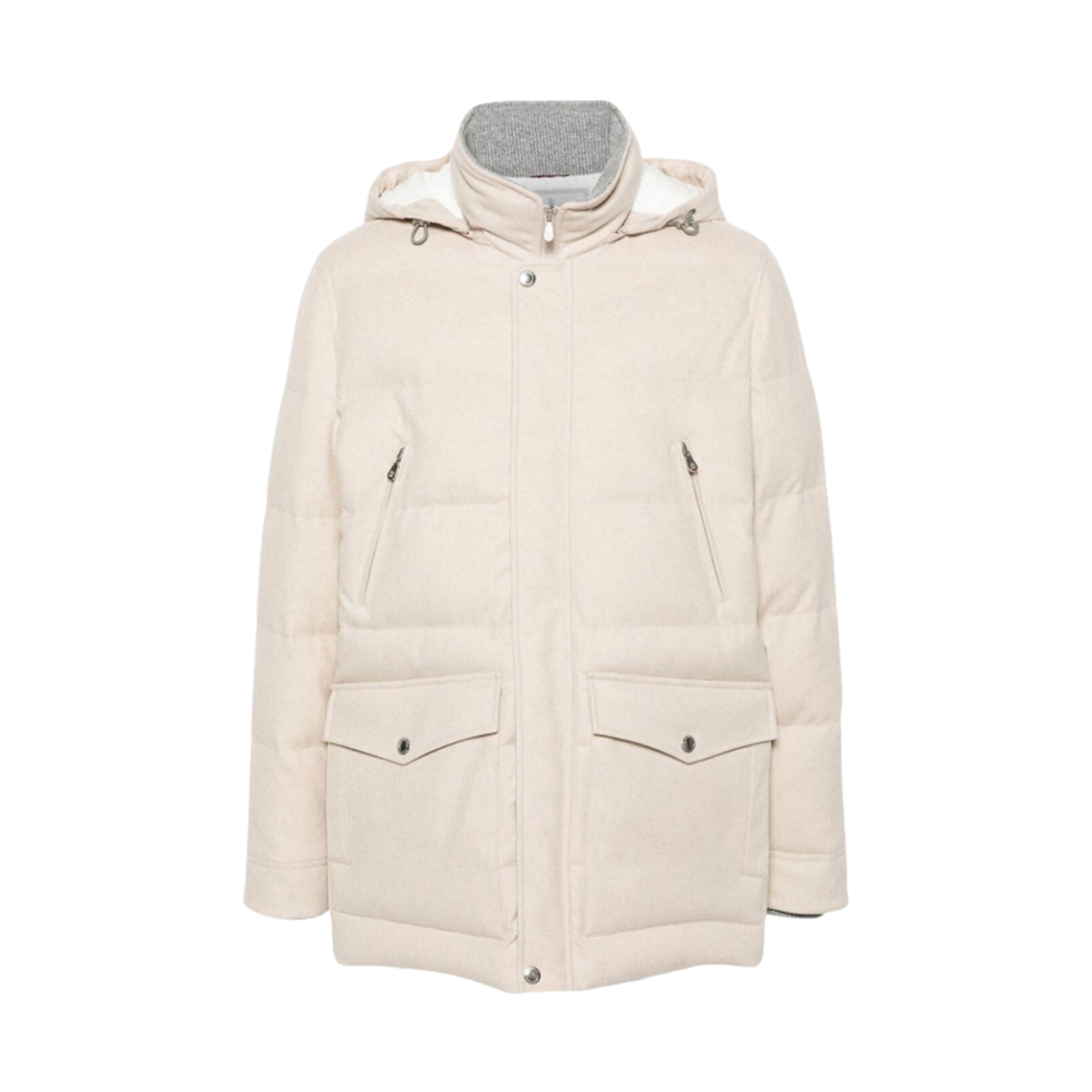 MM4631823-CID85 Brunello Cucinelli Wool Flannel Down Jacket Light Beige