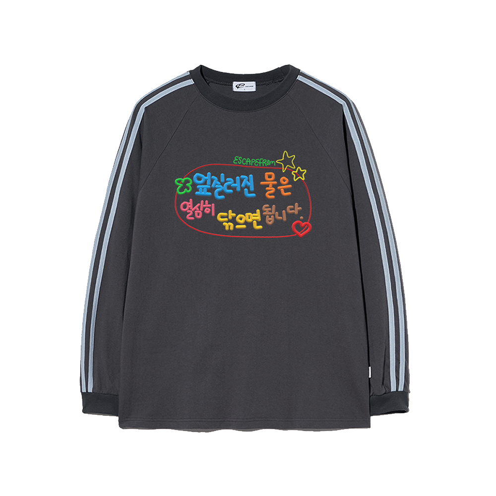 E242TLS003CG Escapefrom Spilled Water Print Track Long Sleeve Charcoal