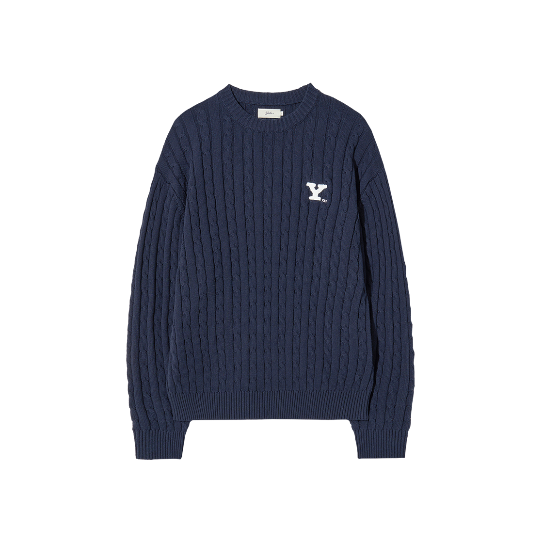 YFF1KT301ANA Yale Y Logo Cable Round Knit Navy