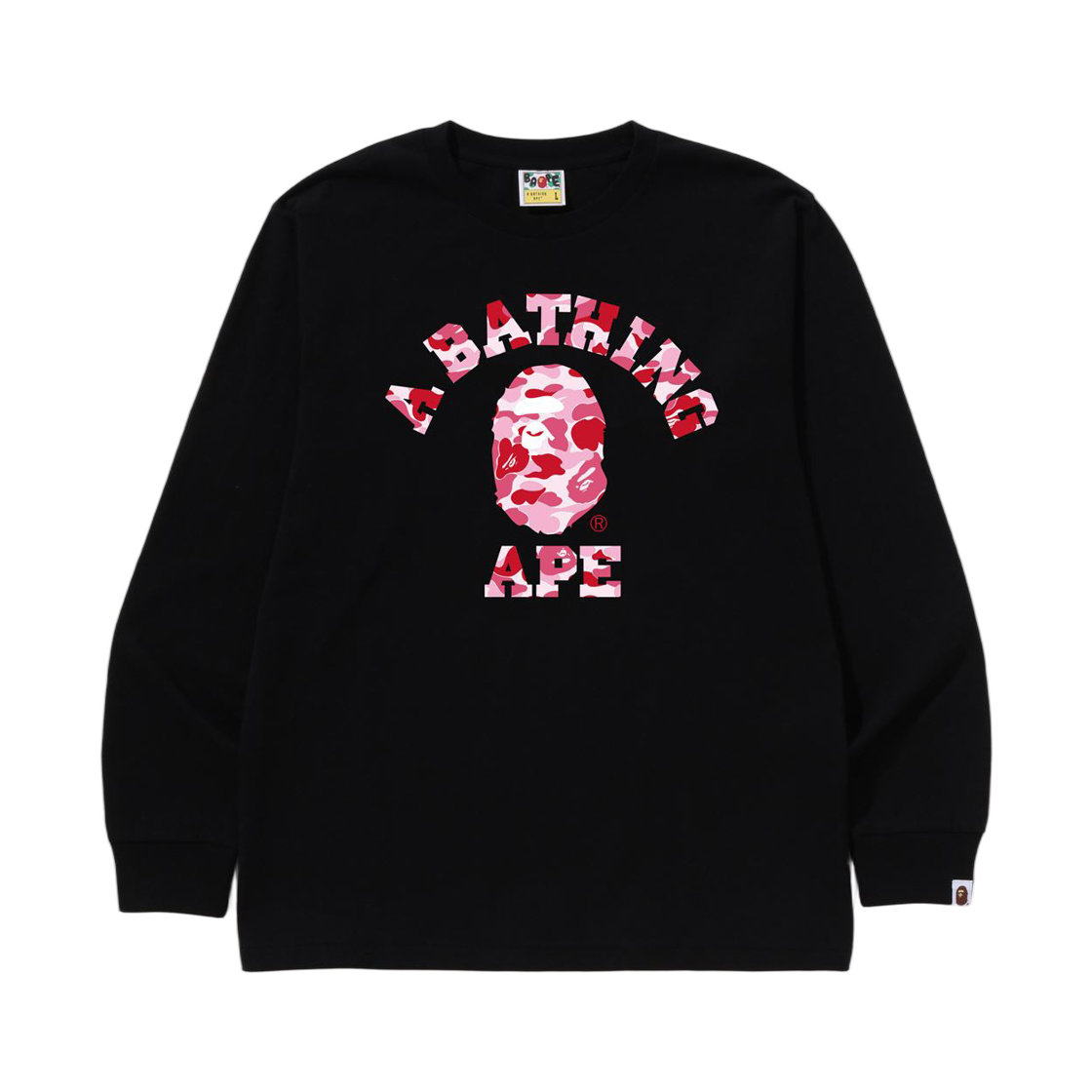 - BAPE ABC Camo College L/S T-Shirt Black Pink
