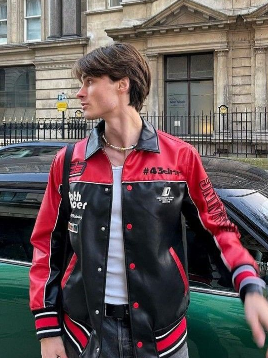 Honda Original Motorcycle Synthetic Leather Jacket White, (W) Hysteric Glamour Lamb Leather No Collar Racing Jacket Black 착용 스타일 - 5