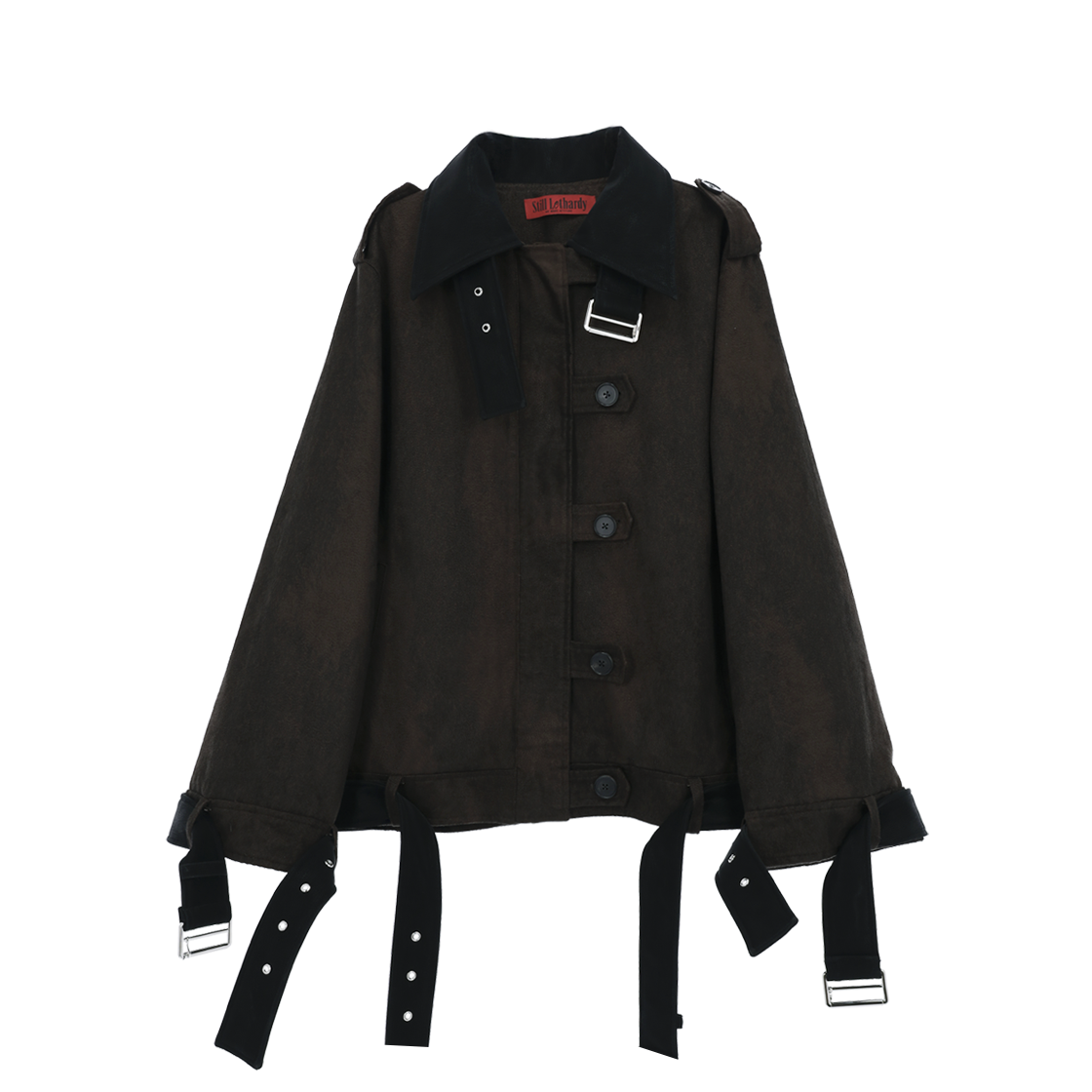 SL25FWJP01BR Still Lethardy Belted Flare Suede Jumper Brown