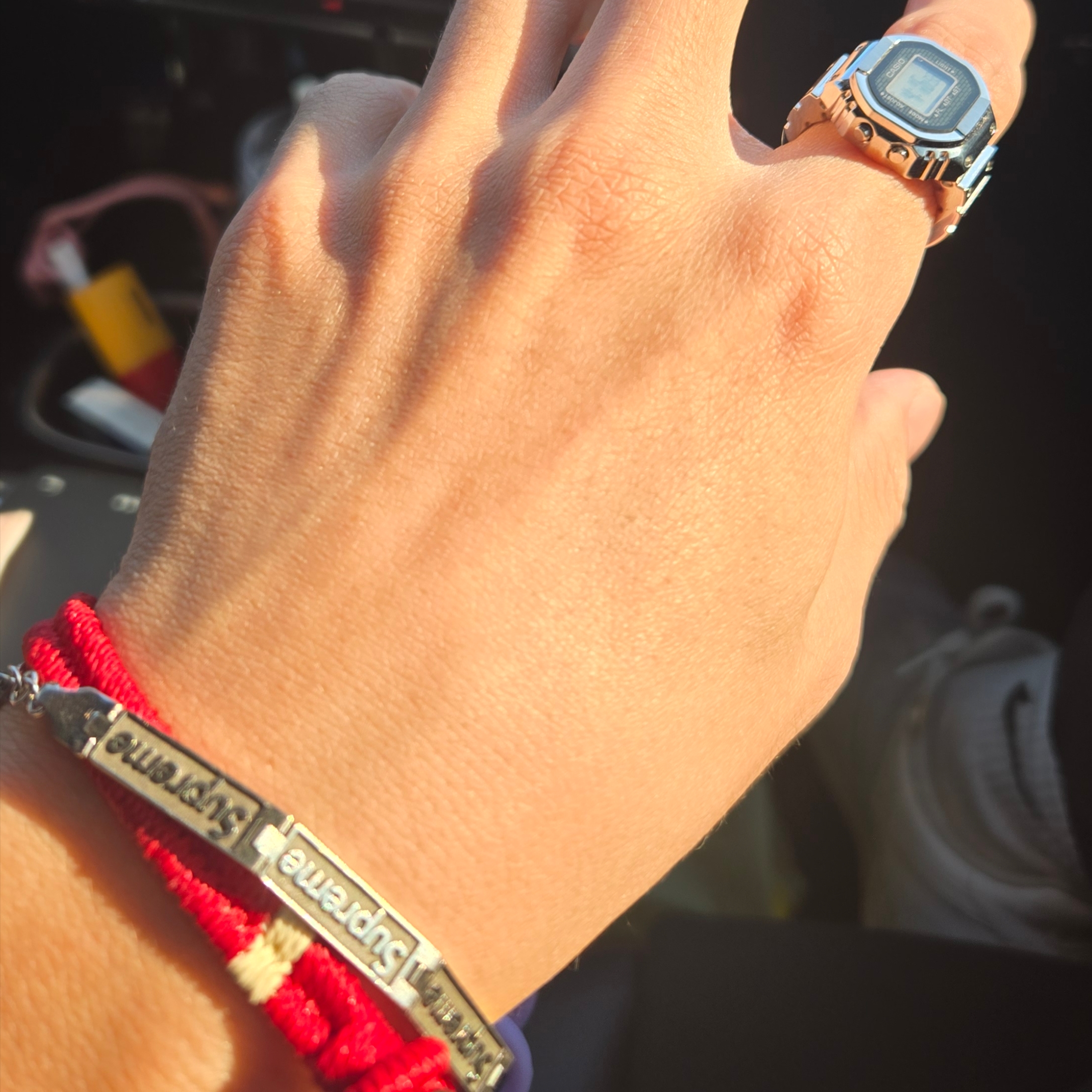 Casio 50th Anniversary Ring Watch CRW-001-1, Supreme x Jacob & Co Logo Link Bracelet Sterling Silver - 23SS 착용 스타일