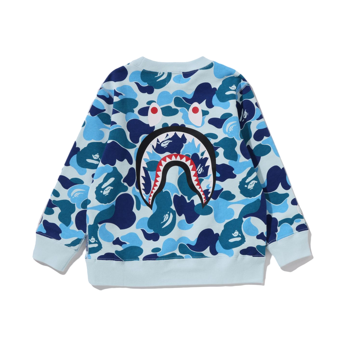 (키즈) 베이프 191 ABC 카모 샤크 크루넥 스웨트셔츠 블루((Kids) BAPE 191 ABC Camo Shark Crewneck Sweatshirt Blue) - 2