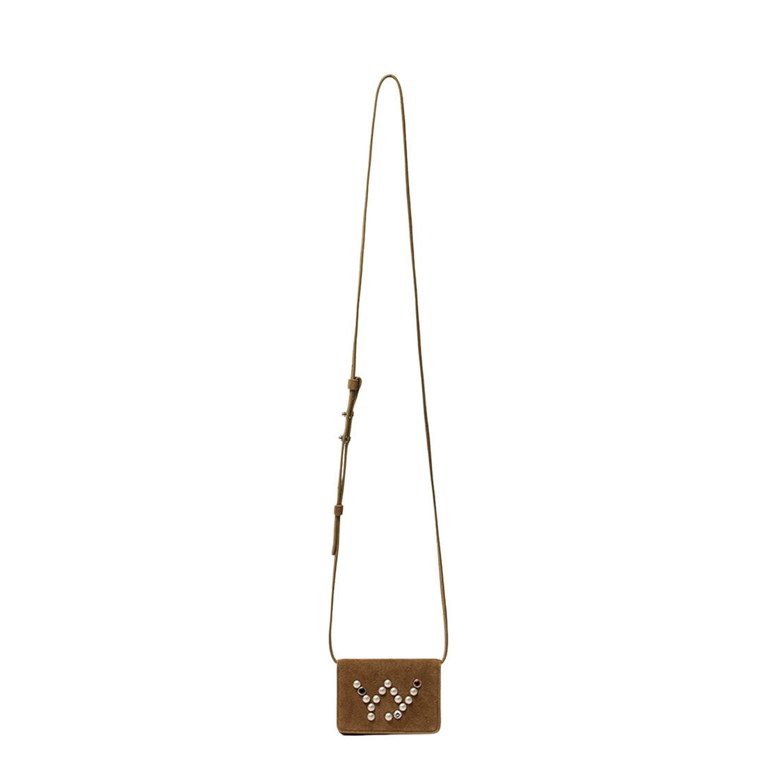 오픈 Yy 마이크로 스웨이드 스터드 월렛 백 카키 브라운(Open Yy Micro Suede Stud Wallet Bag Khaki Brown)
