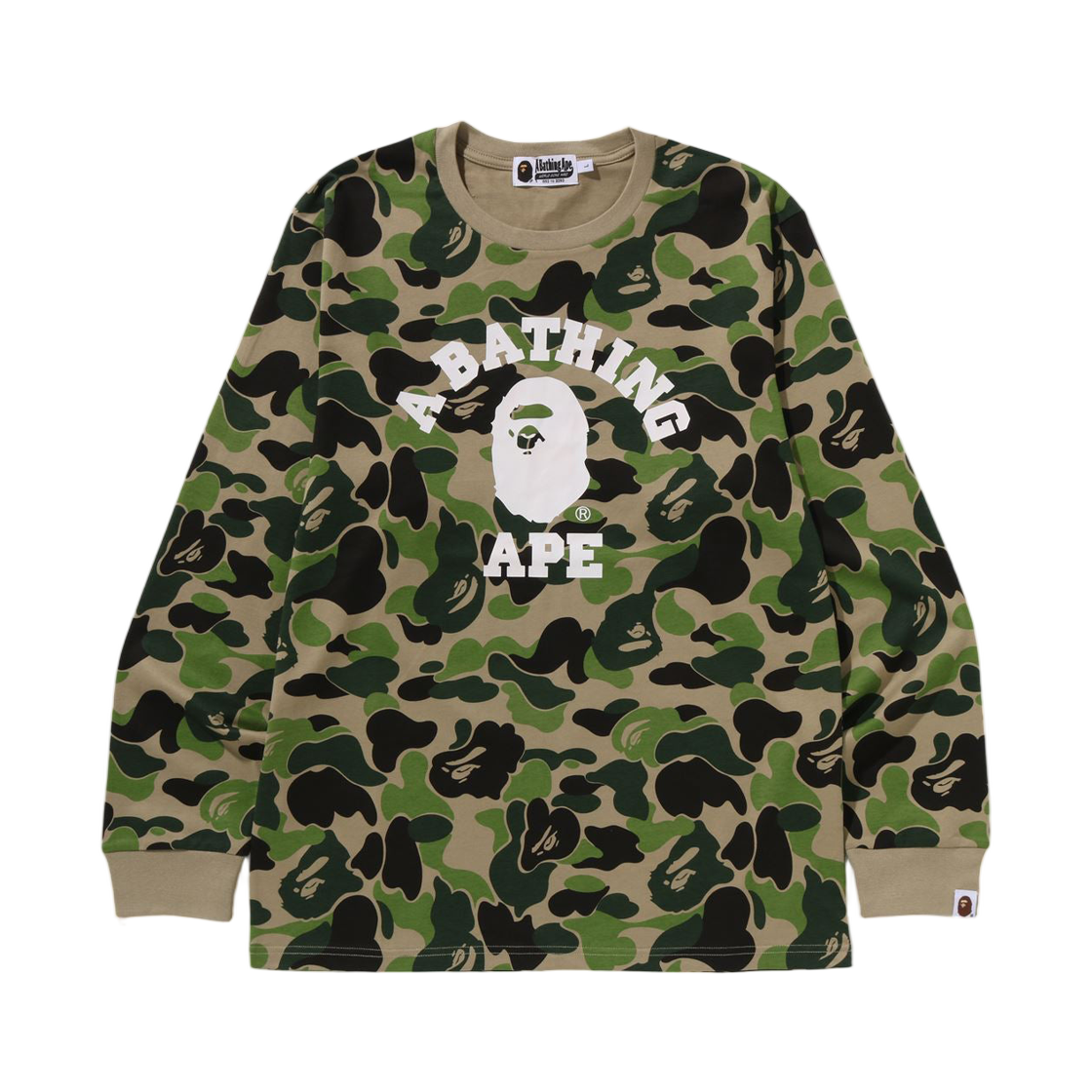 베이프 117 ABC 카모 컬리지 롱슬리브 티셔츠 그린(BAPE 117 ABC Camo College L/S T-Shirt Green)