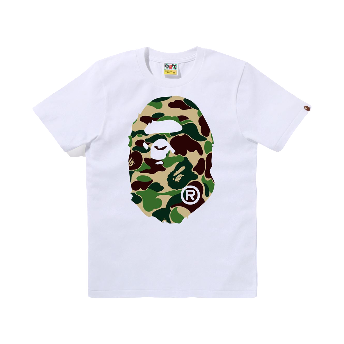 (W) 베이프 176 ABC 카모 빅 에이프 헤드 티셔츠 화이트 그린((W) BAPE 176 ABC Camo Big Ape Head T-Shirt White Green) - 1