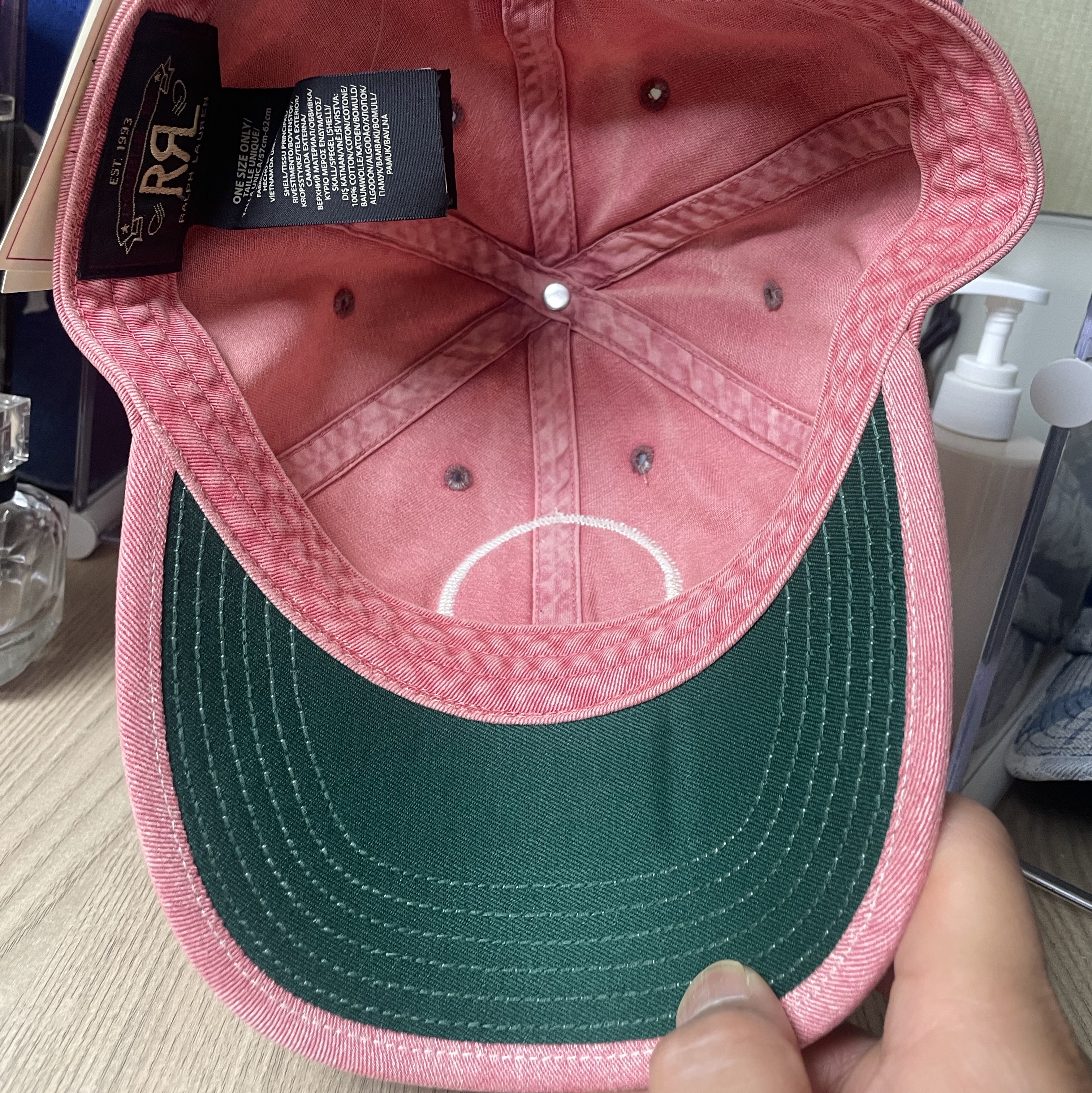 Double RL Garment Dyeing Twill Ball Cap Red 착용 스타일 - 2