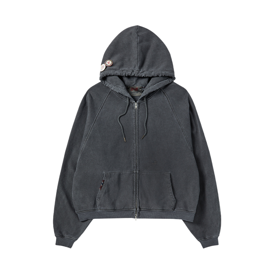 NV25FAHZ01CG N ARCHIVE Worn Art Detail Hood Zip-Up Charcoal Gray