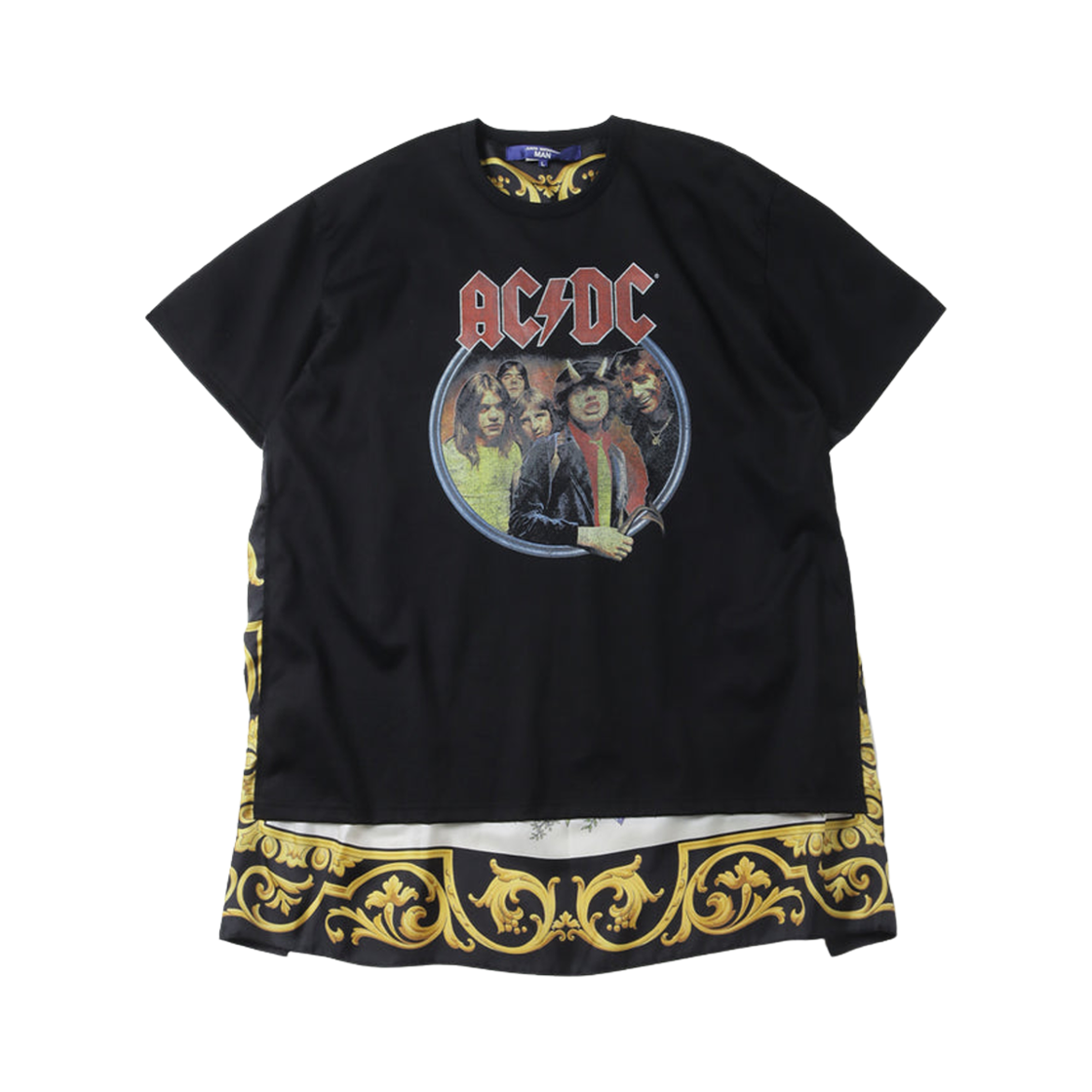 WO-T001-051 Junya Watanabe AC/DC Printed Caped T-Shirt Black