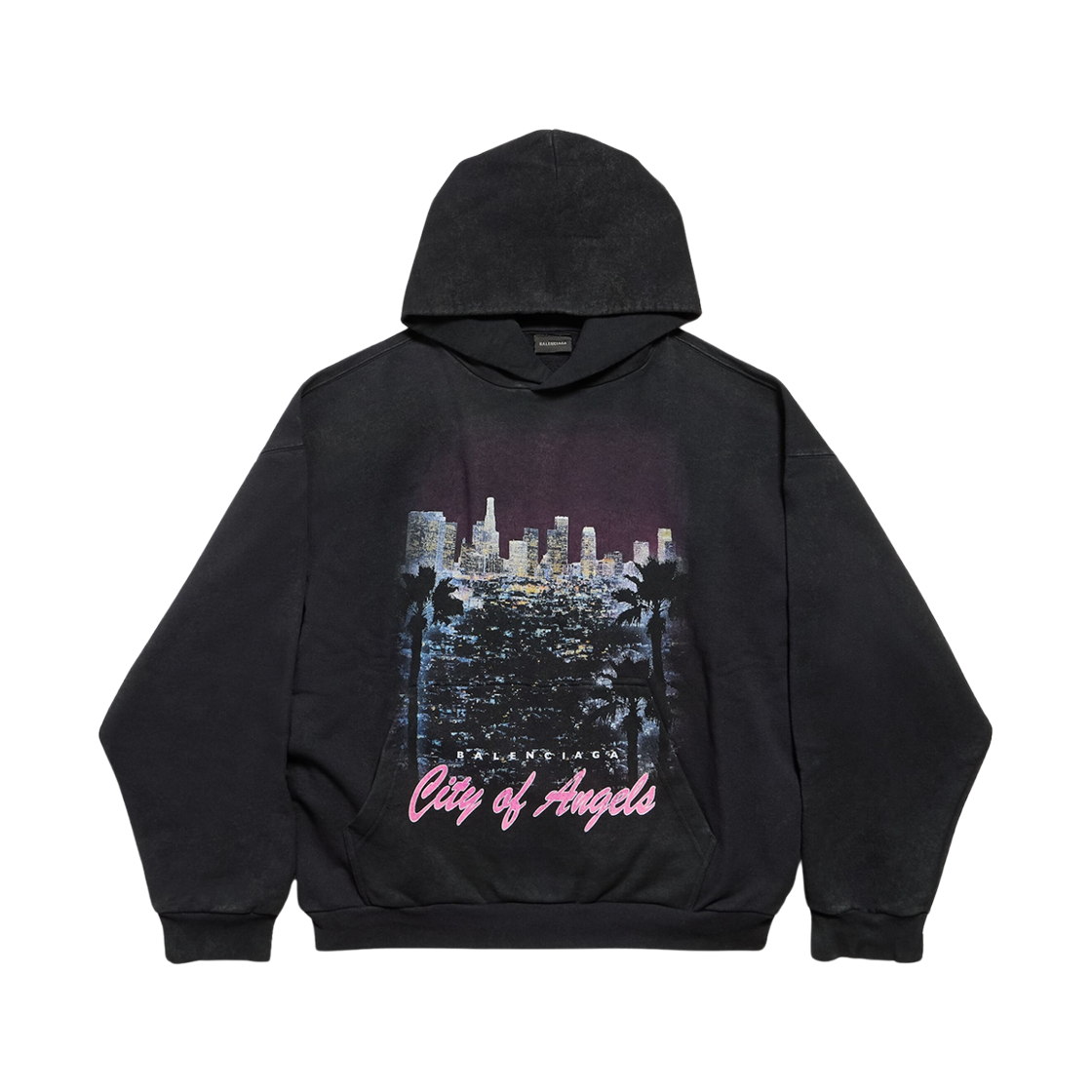 발렌시아가 시티 오브 엔젤스 미디움 핏 후드 페이디드 블랙(Balenciaga City of Angels Medium Fit Hoodie Faded Black) - 1