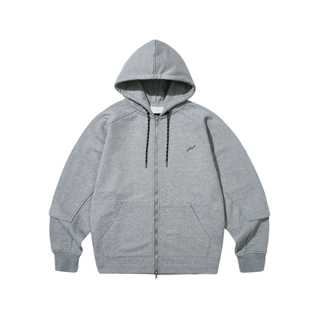 KB3ZU1502MMG KALA PATTHAR KP Logo Raglan Hood Zip Up Melange Gray