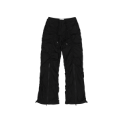 Fancy Club Low-Rise Nylon Shirring Pants Black