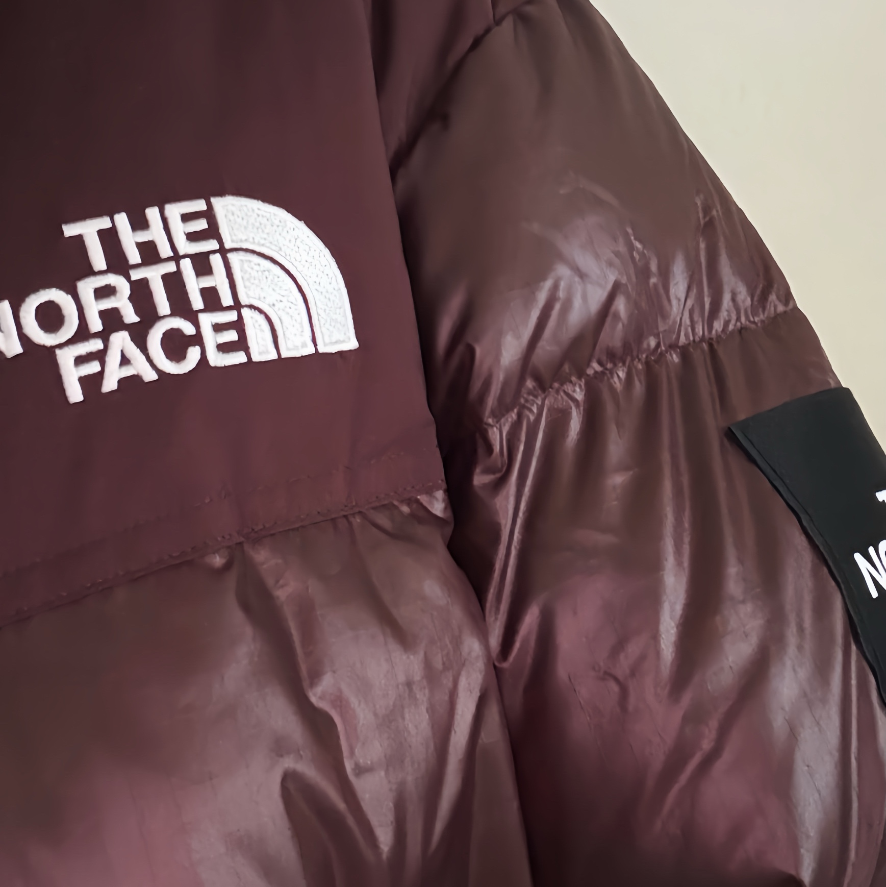 (W) The North Face White Label Novelty Nuptse Down Jacket Cocoa Brown 착용 스타일 - 1