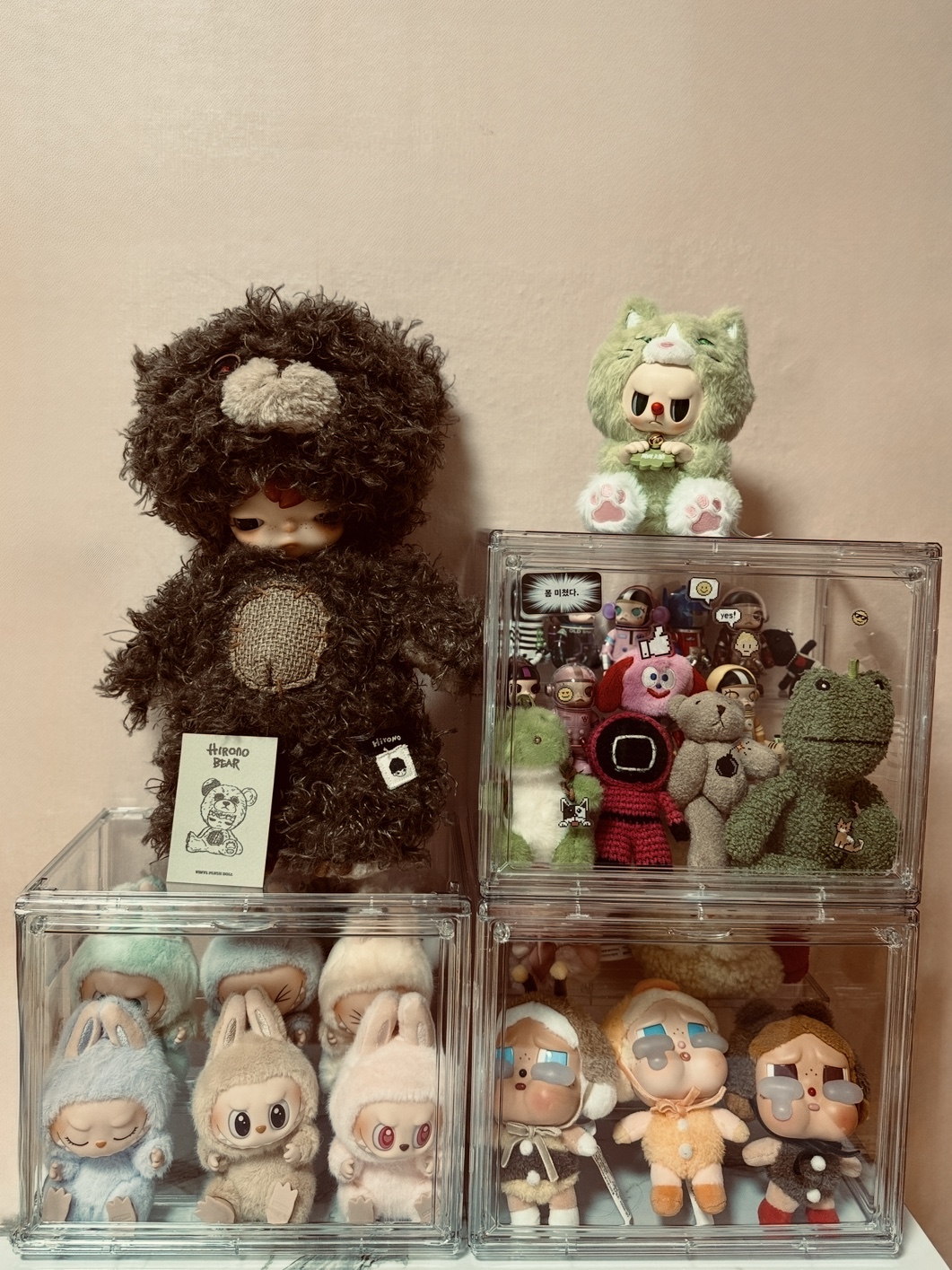 Pop Mart Hirono Bear Vinyl Plush Doll, Pop Mart Labubu Let's Play Together Doll Series Sealed Case (6 Blind Boxes) 착용 스타일 - 4