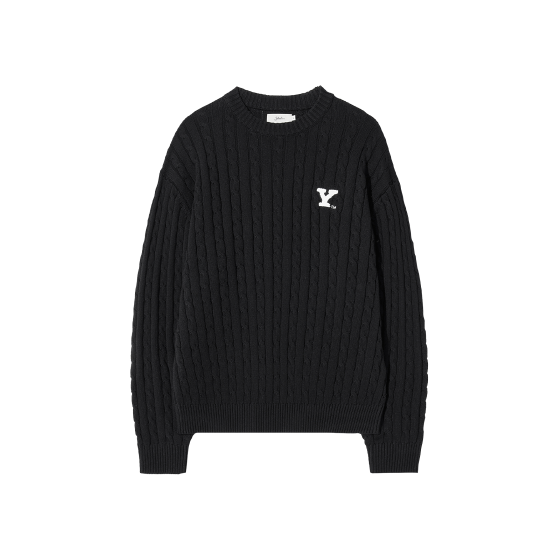 YFF1KT301ABK Yale Y Logo Cable Round Knit Black