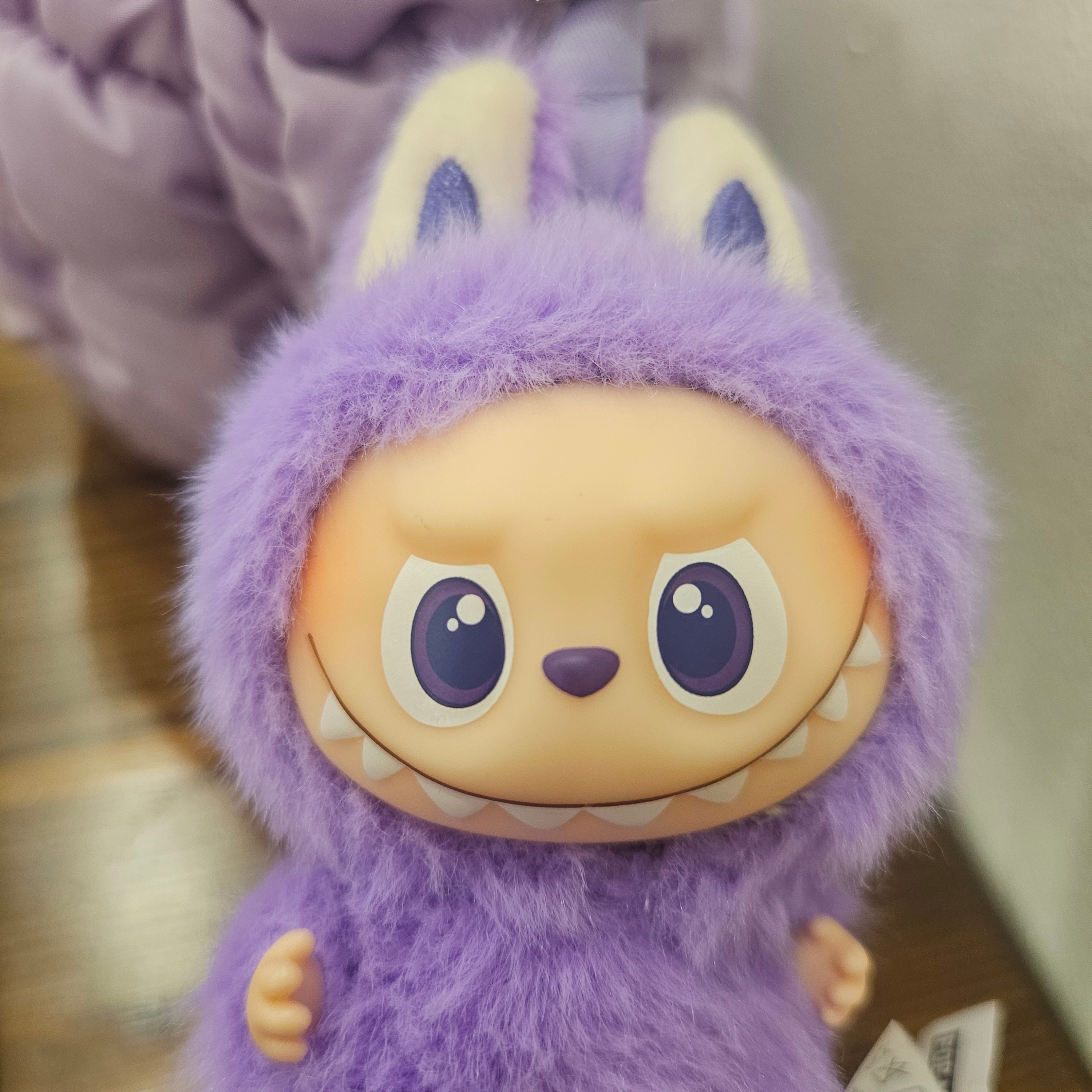 Pop Mart Labubu The Monsters Pin For Love Series Vinyl Plush Pendant (N-Z) T (Opened Case), COS Quilted Micro Bag Purple 착용 스타일 - 4