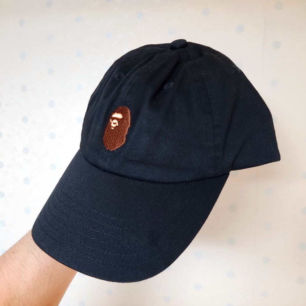 BAPE Ape Head One Point Panel Cap Black 착용 스타일 - 1