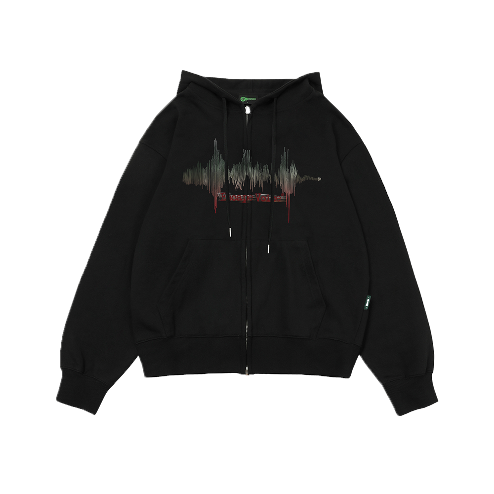 E232HZ024BK Escapefrom Escape Voice Print Two Way Hooded Zip-up Black