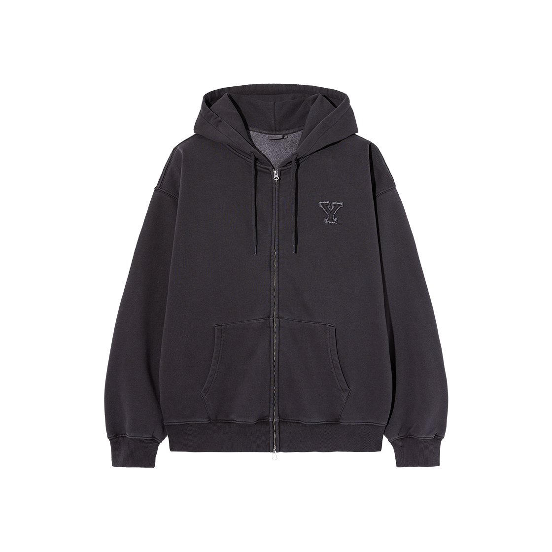 YFF1HZ301ACH Yale Y Logo Pigment Hoodie Zip-Up Charcoal