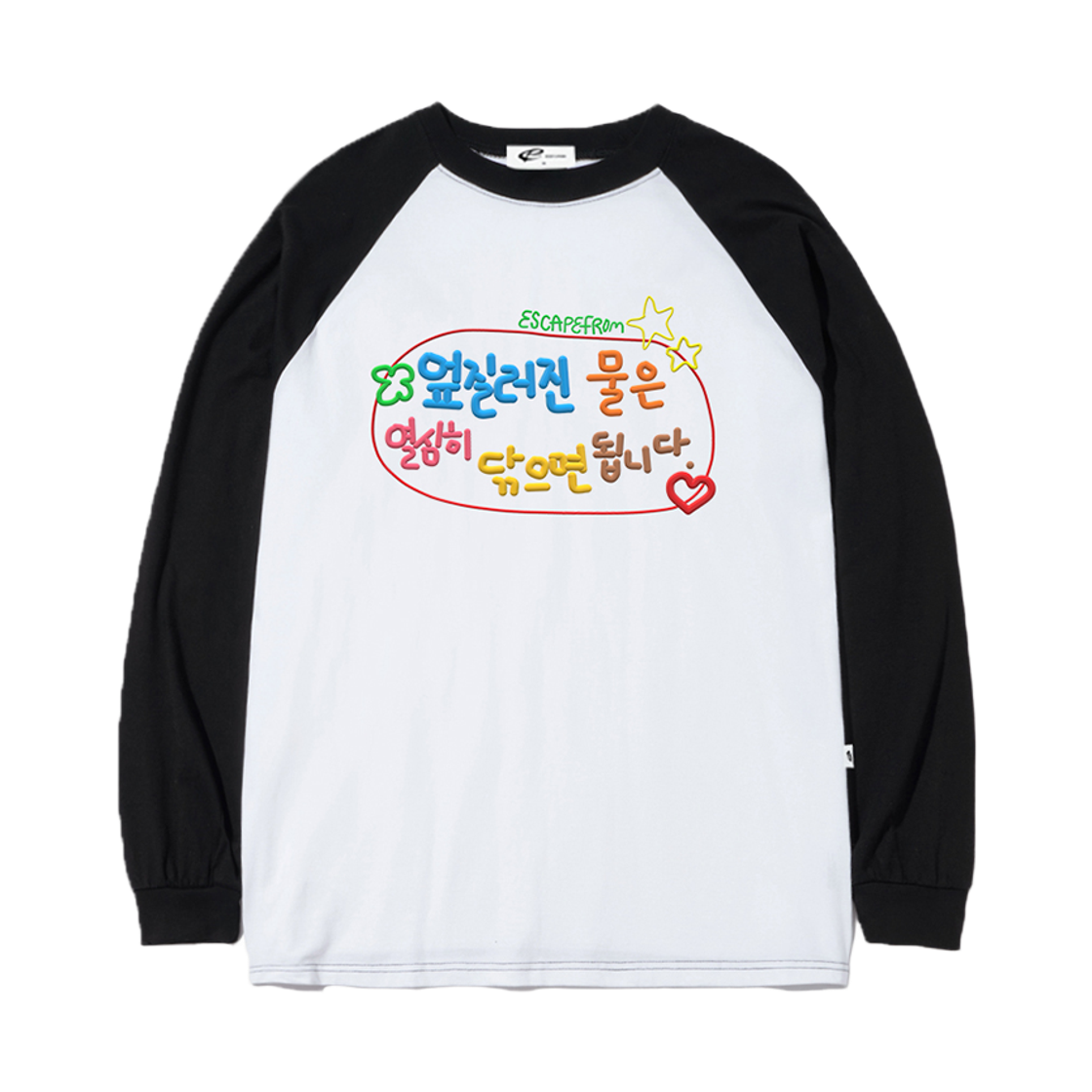 E242LS103BK Escapefrom Spilled Water Print Long Sleeve Black