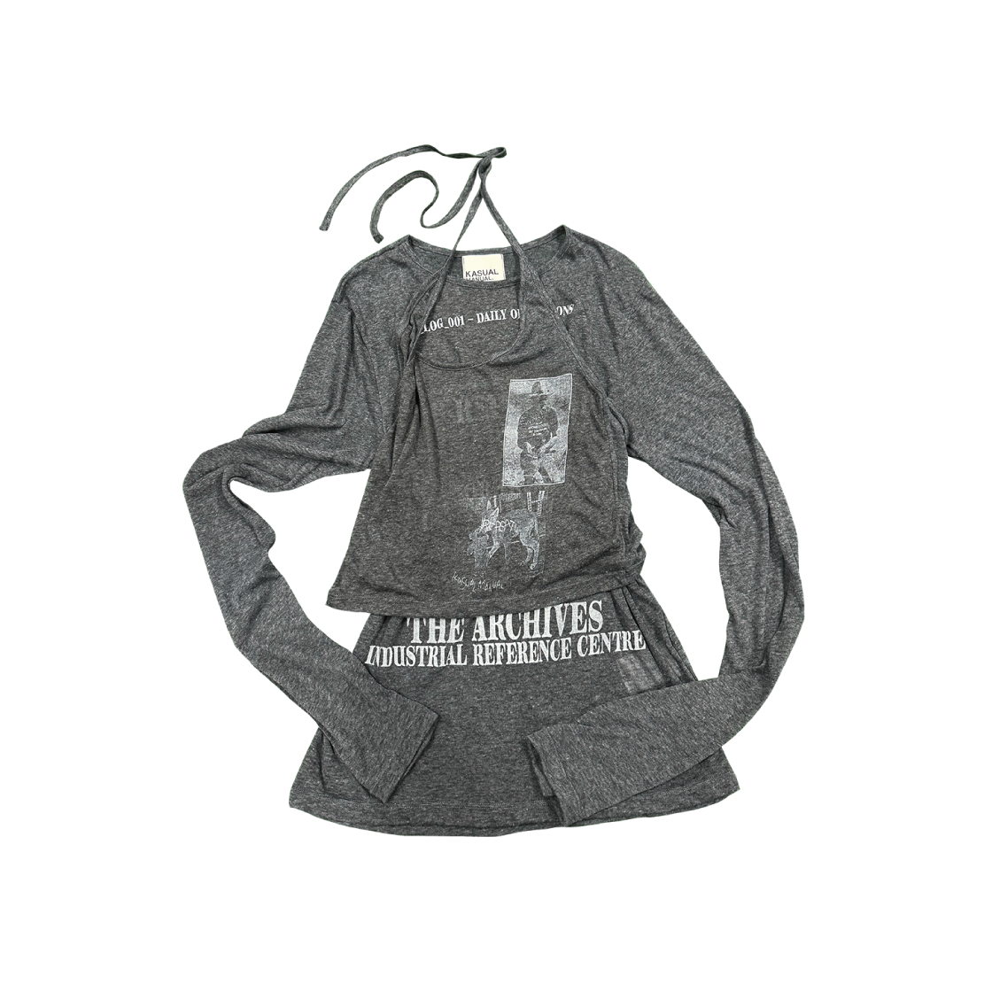 km25fw20 Kasual Manual Sheer Layered Set Charcoal