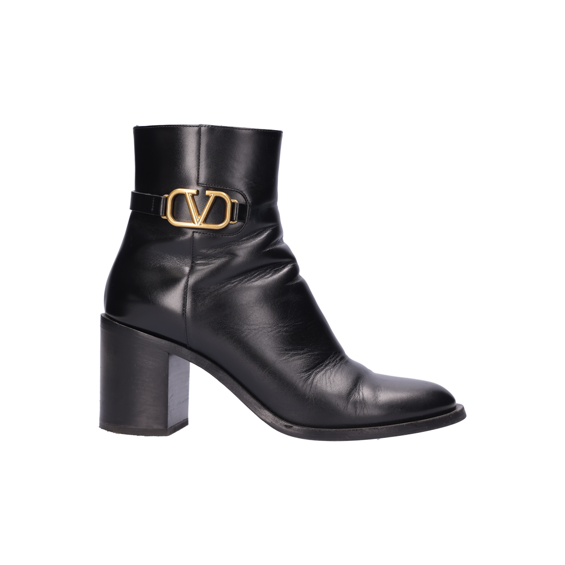 ITL98MHHQES7 Valentino Garavani V Logo Black Leather Ankle Boots Size 39