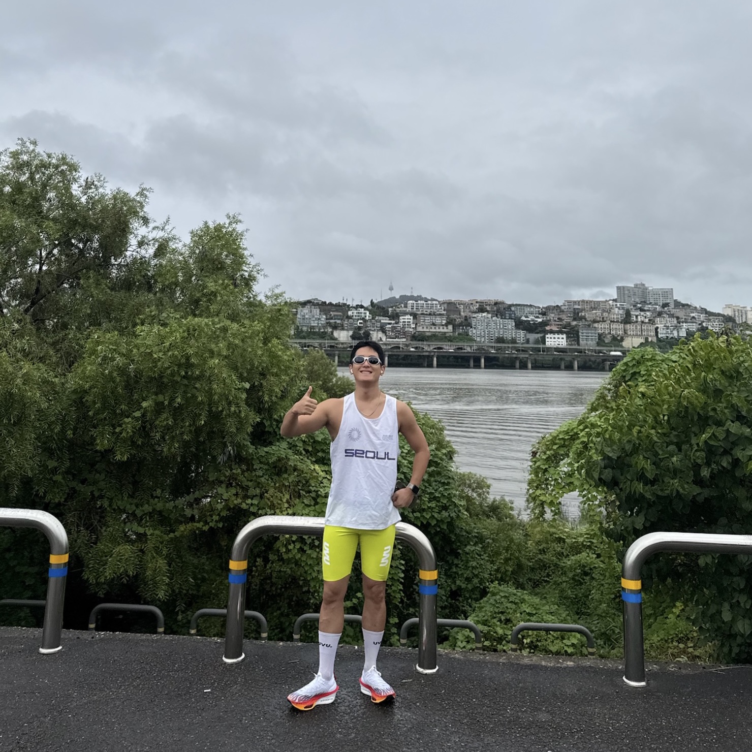 UVU Half Tight 2.0 Volt, UVU Seoul Marathon Racing Vest White 착용 스타일