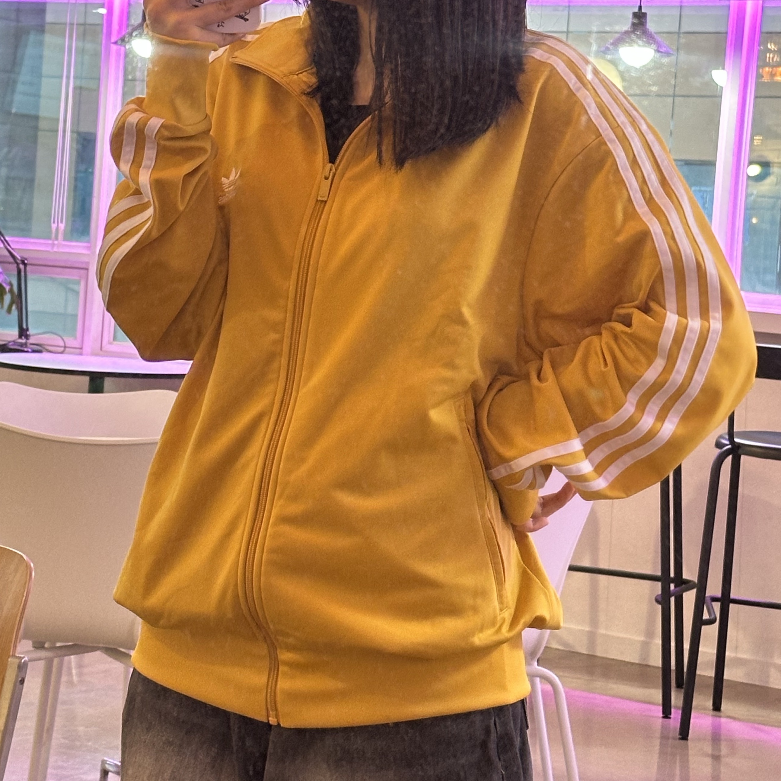 Adidas Adicolor Classic Firebird Track Top Preloved Yellow - KR Sizing 착용 스타일 - 2