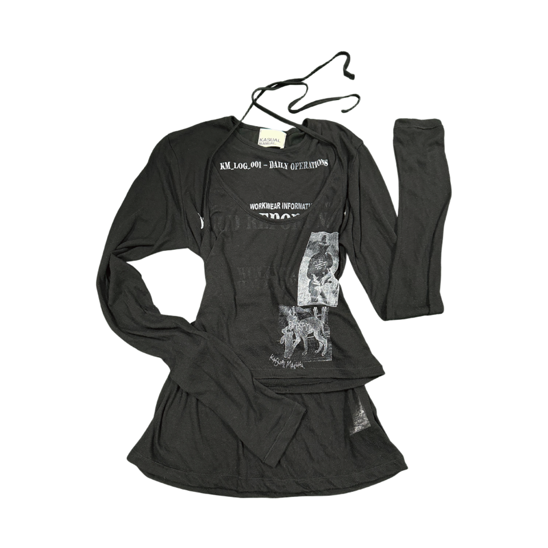 km25fw20 Kasual Manual Sheer Layered Set Black