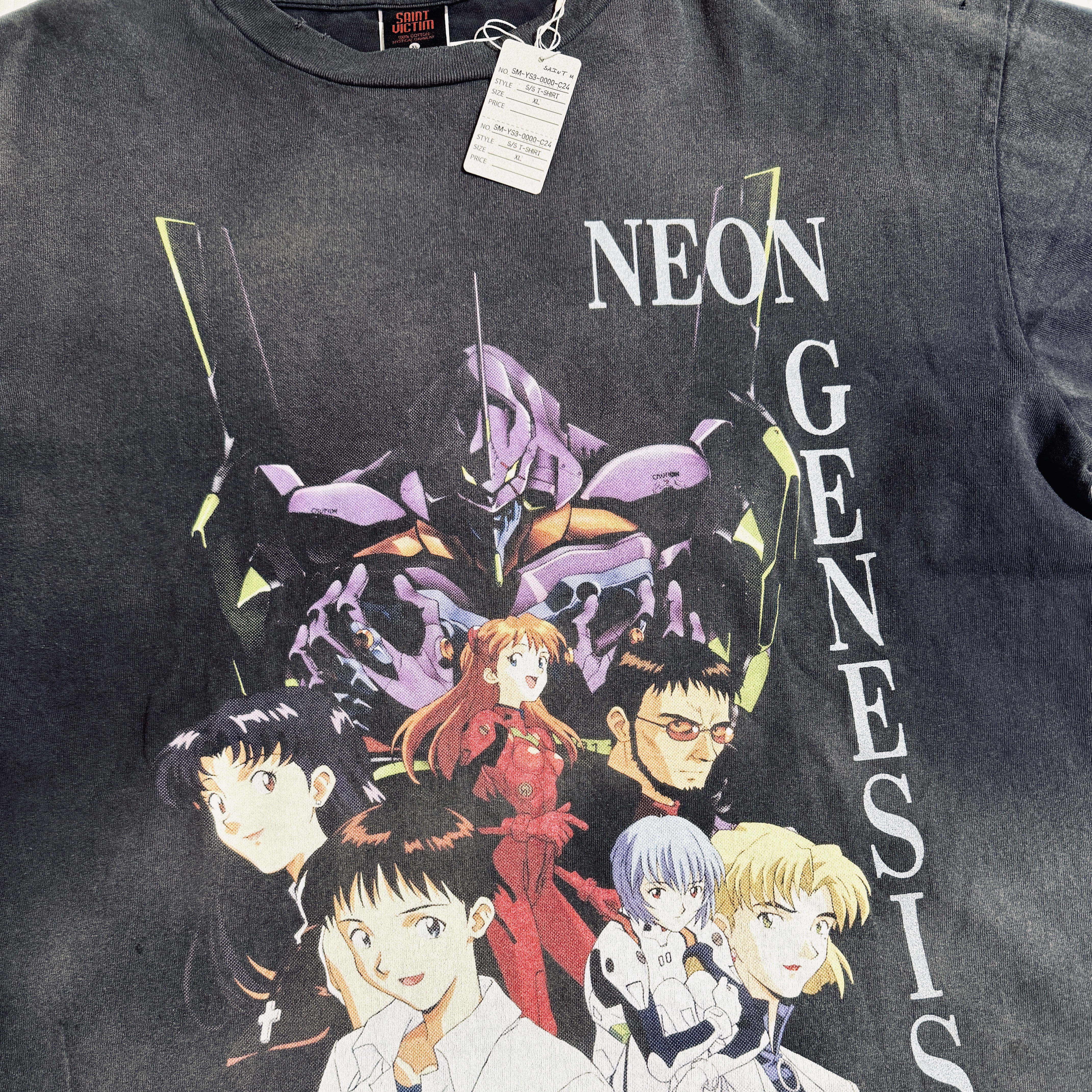 Saint Mxxxxxx x Evangelion Neon S/S T-Shirt Black 착용 스타일