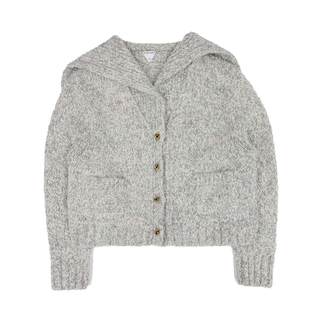 ITLGI99DG8CO Bottega Veneta 761956 Brass Button Alpaca Blend Cardigan Oatmeal