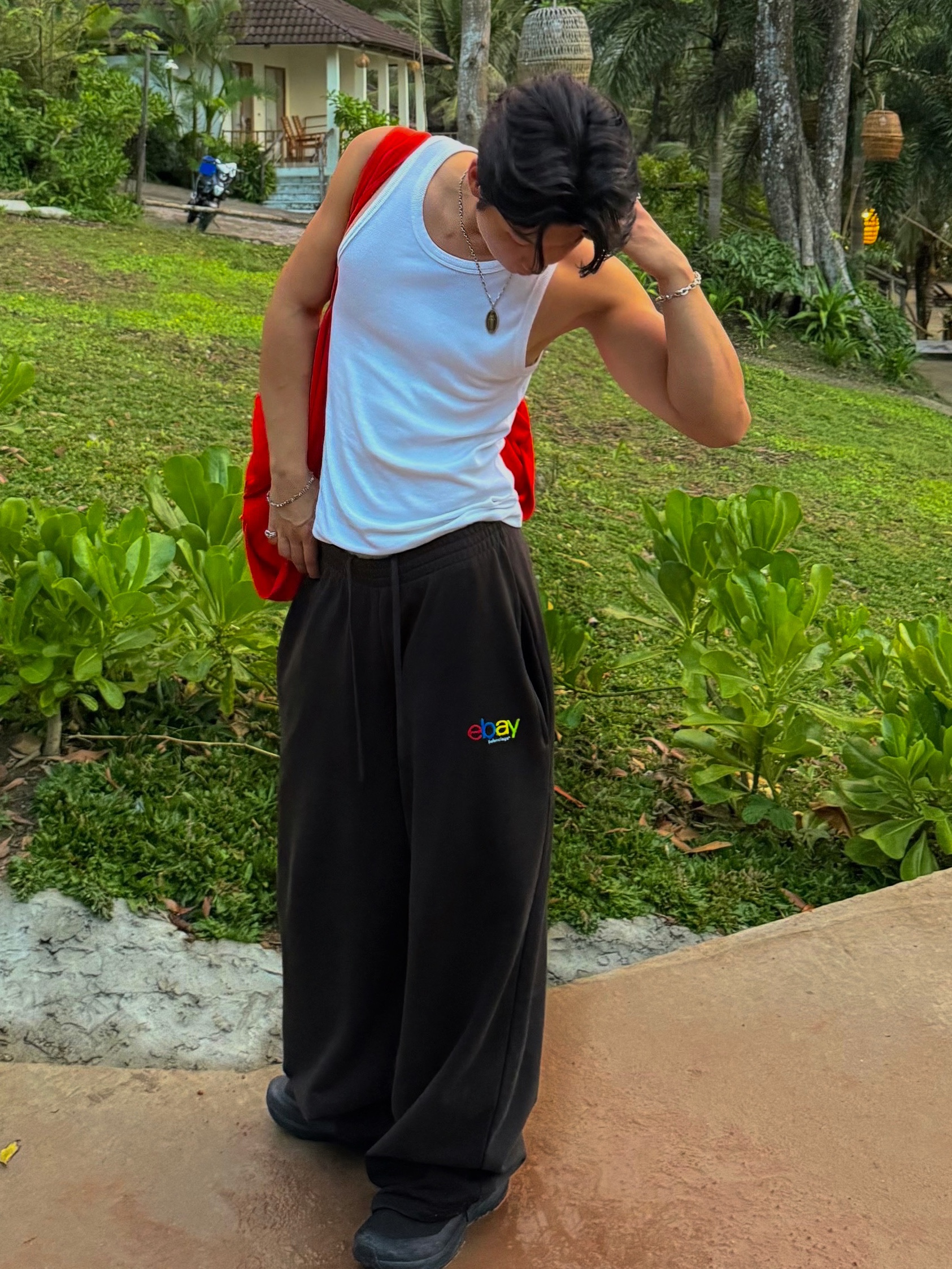 Balenciaga Ebay Baggy Sweatpants Black 착용 스타일 - 2