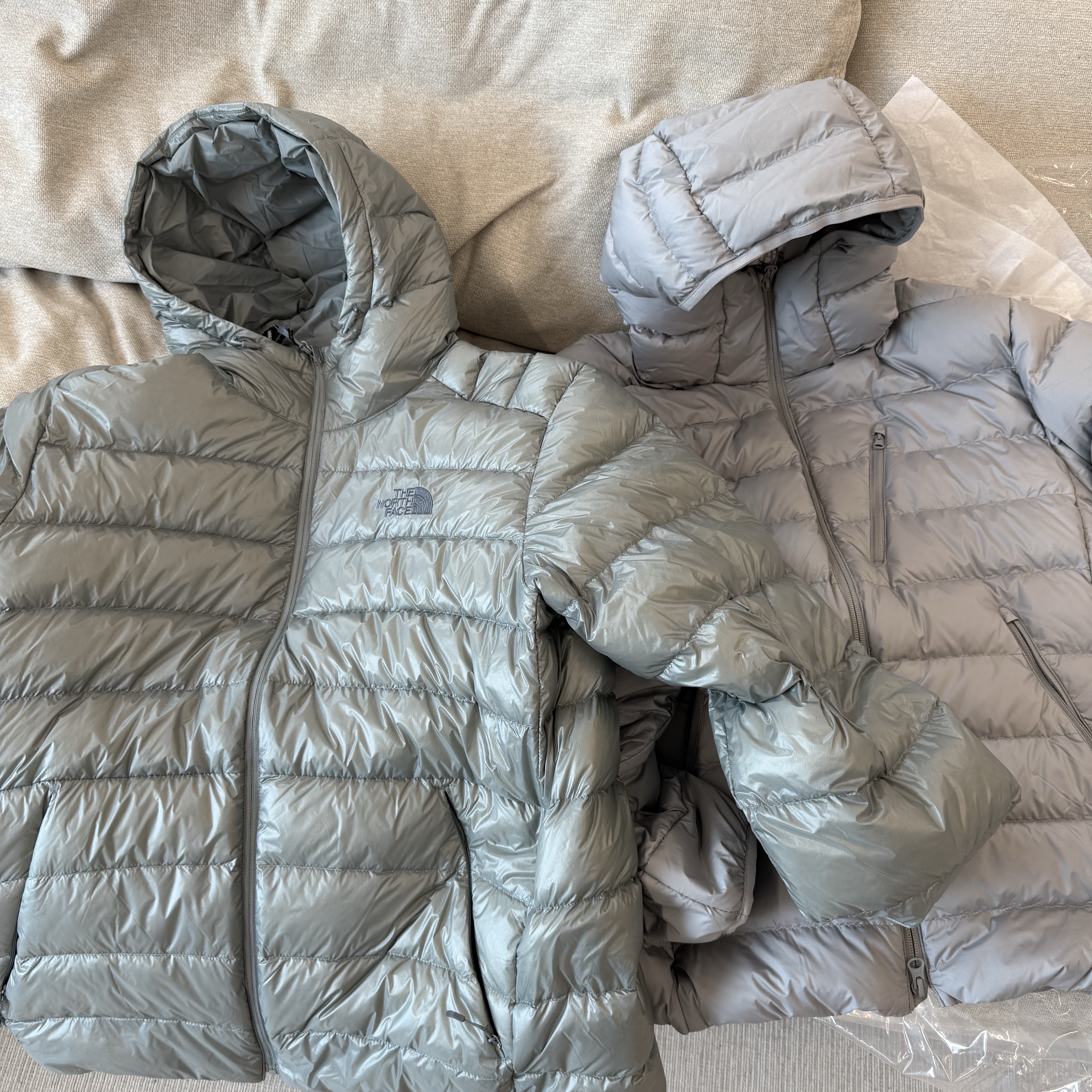 The North Face Matier EX RDS Down Hoodie Light Gray - 25FW, Musinsa Standard City Leisure Hooded Light Down Jacket Cloudy Blue 착용 스타일