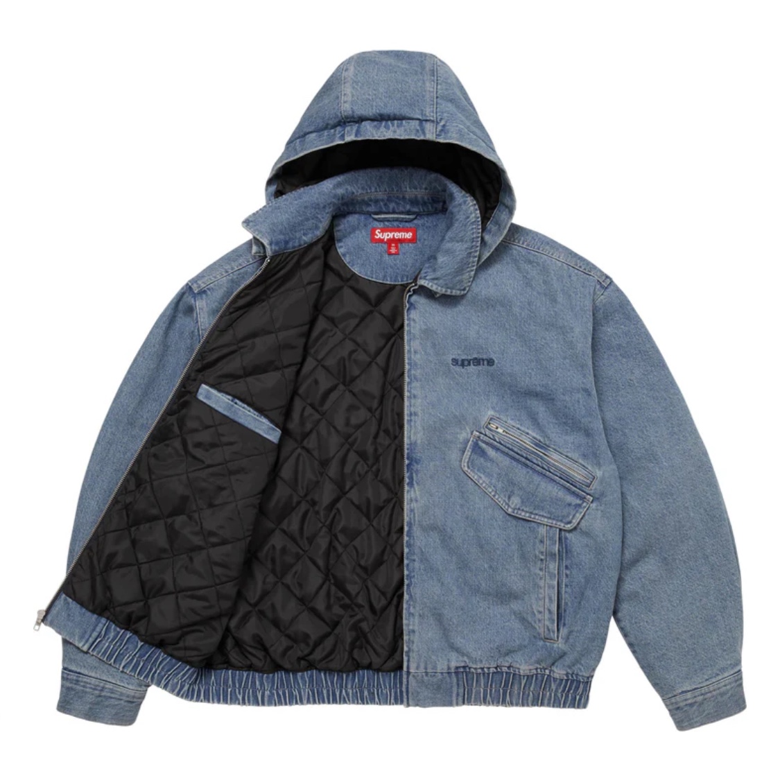 Supreme Hooded Utility Jacket Denim - 25FW 착용 스타일 - 4