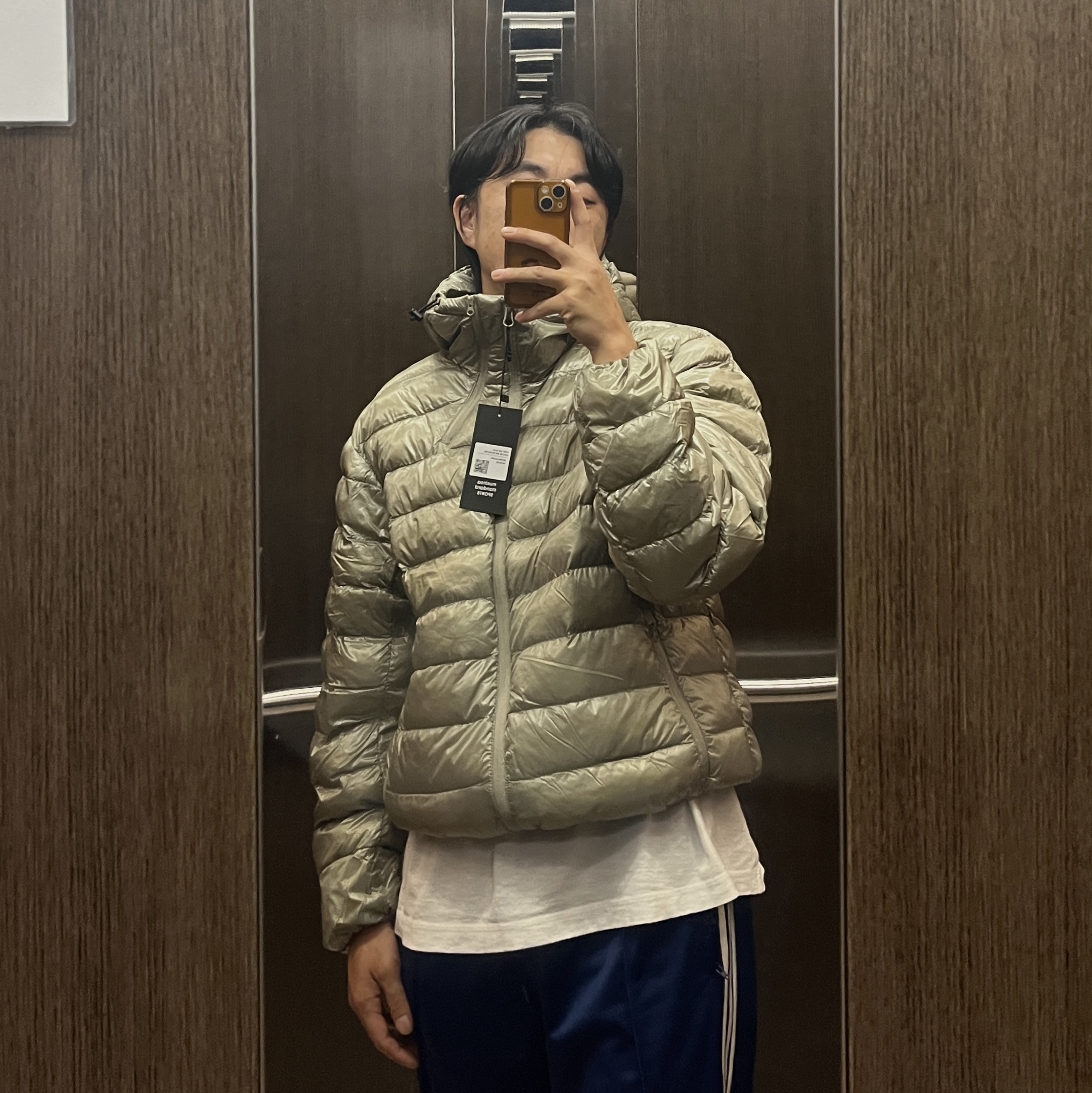 Musinsa Standard Tanker Light Vent Padding Jacket Khaki Grey 착용 스타일 - 2