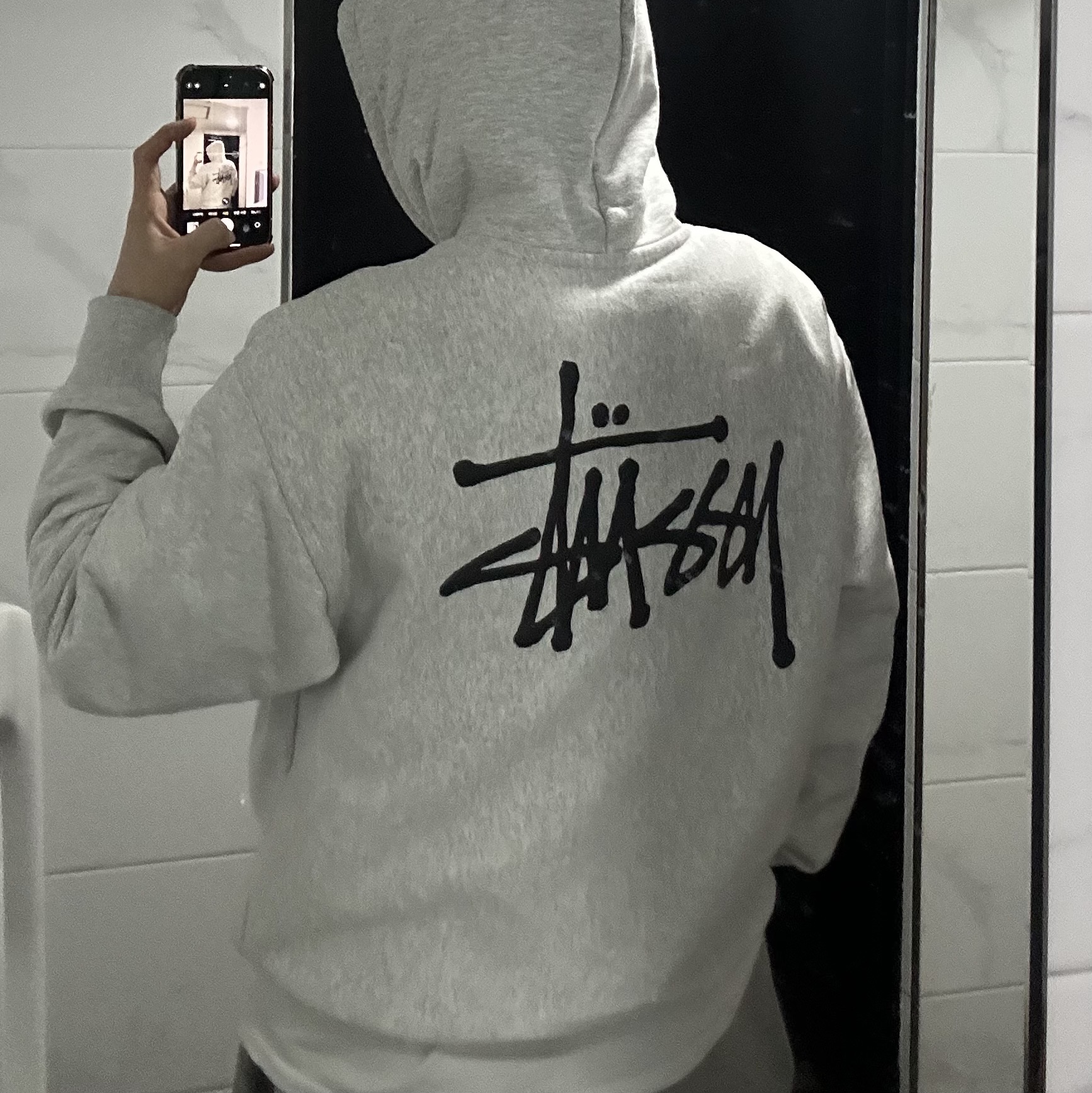 Stussy Basic Stussy Hoodie Ash Heather 2023, Maison Mihara Yasuhiro Blakey OG Sole Canvas Low-top Sneakers Black White 착용 스타일
