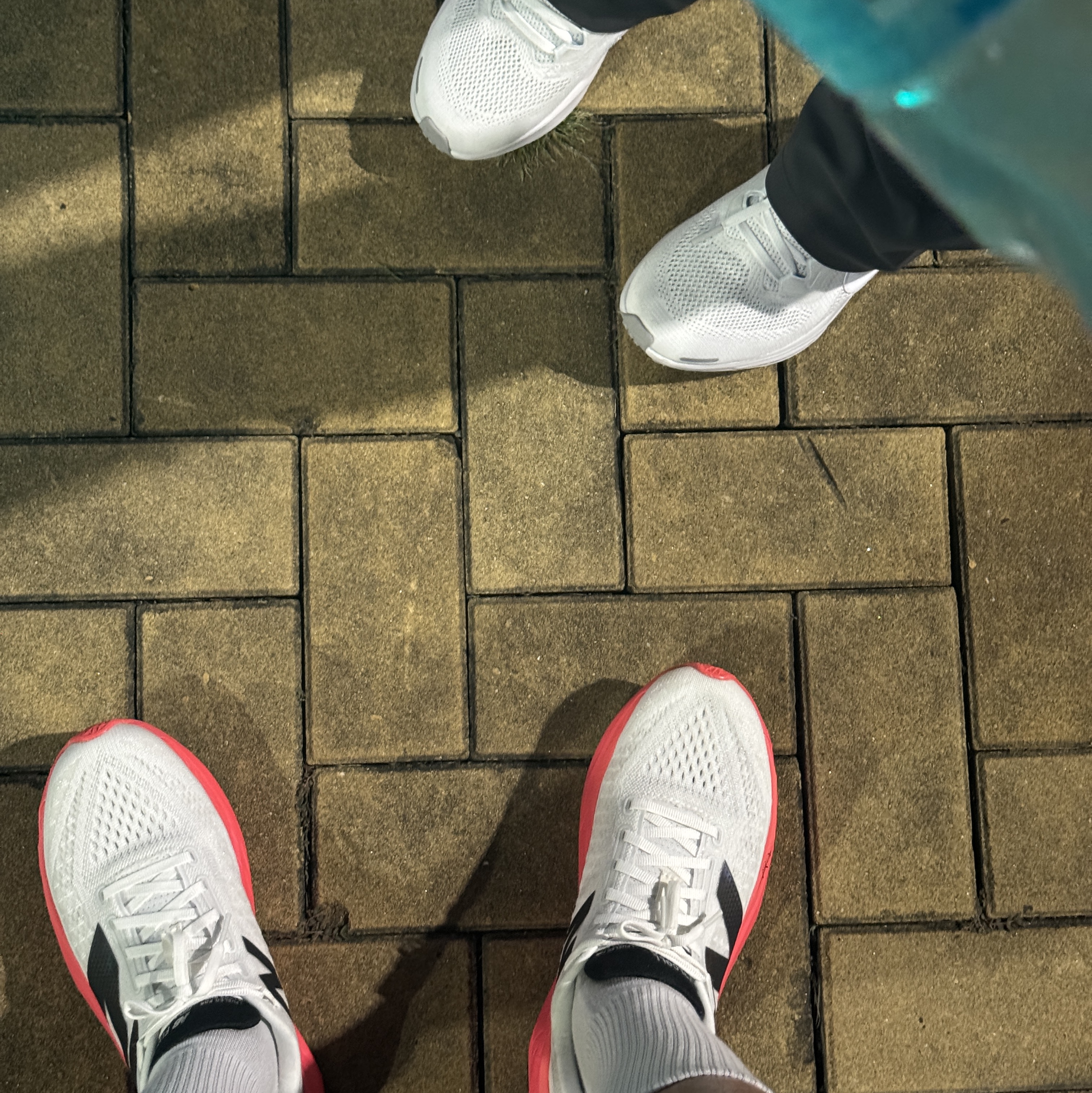 (W) Nike Air Zoom Pegasus 41 White Pure Platinum, New Balance Fuelcell SC Trainer v3 Urgent Red Sea Salt - 2E Wide 착용 스타일