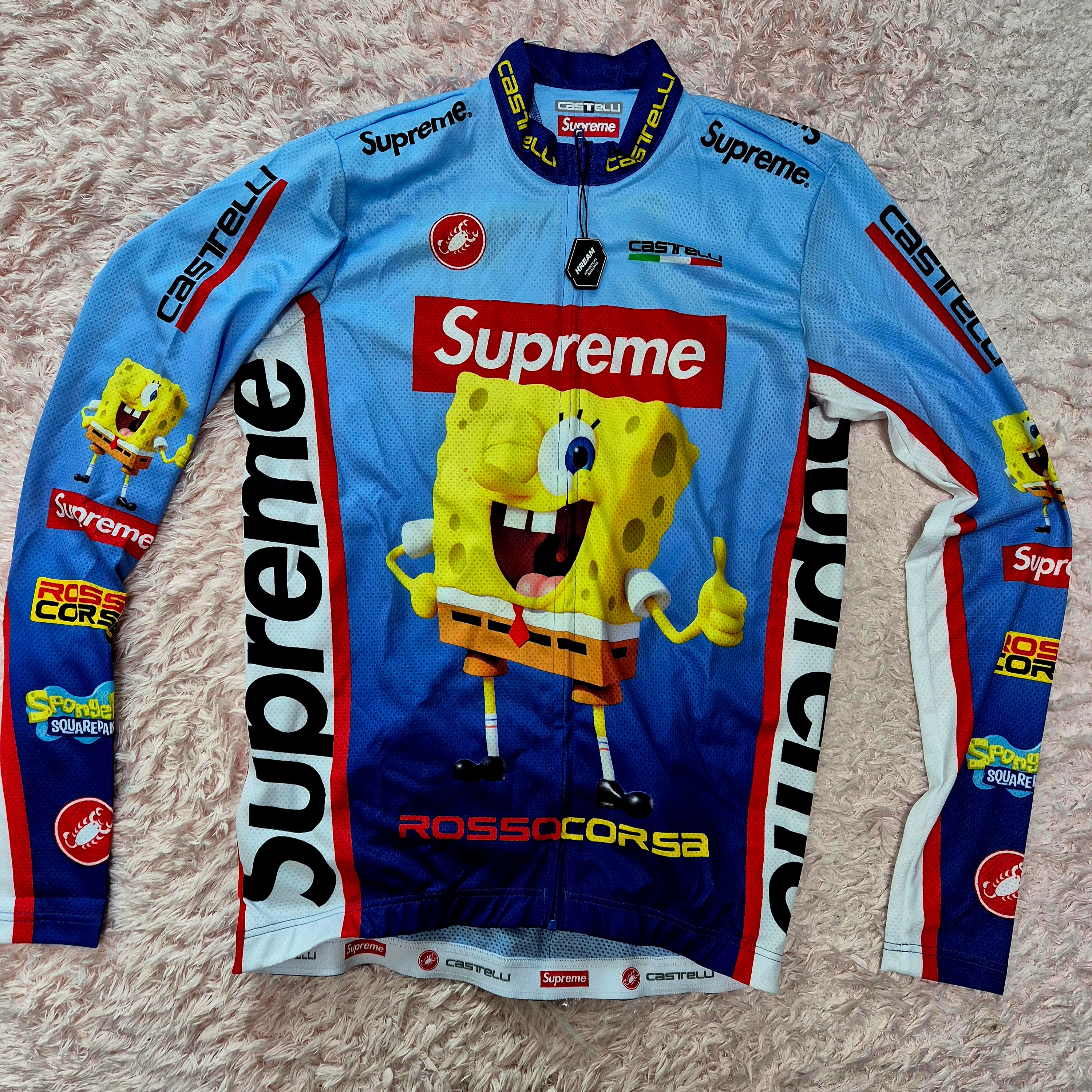 Supreme x SpongeBob SquarePants Castelli L/S Cycling Jersey Blue - 25SS 착용 스타일