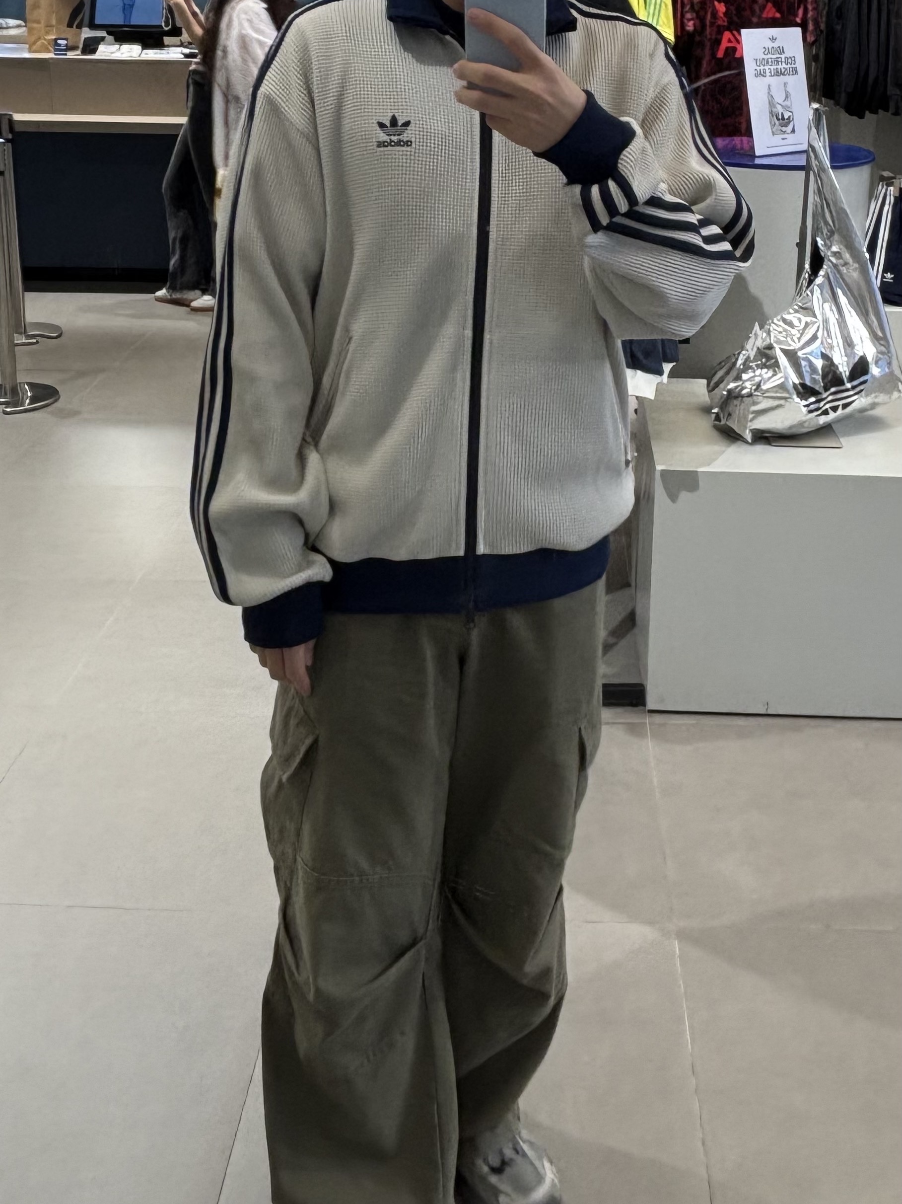 Adidas Knit Track Top Beige - KR Sizing 착용 스타일
