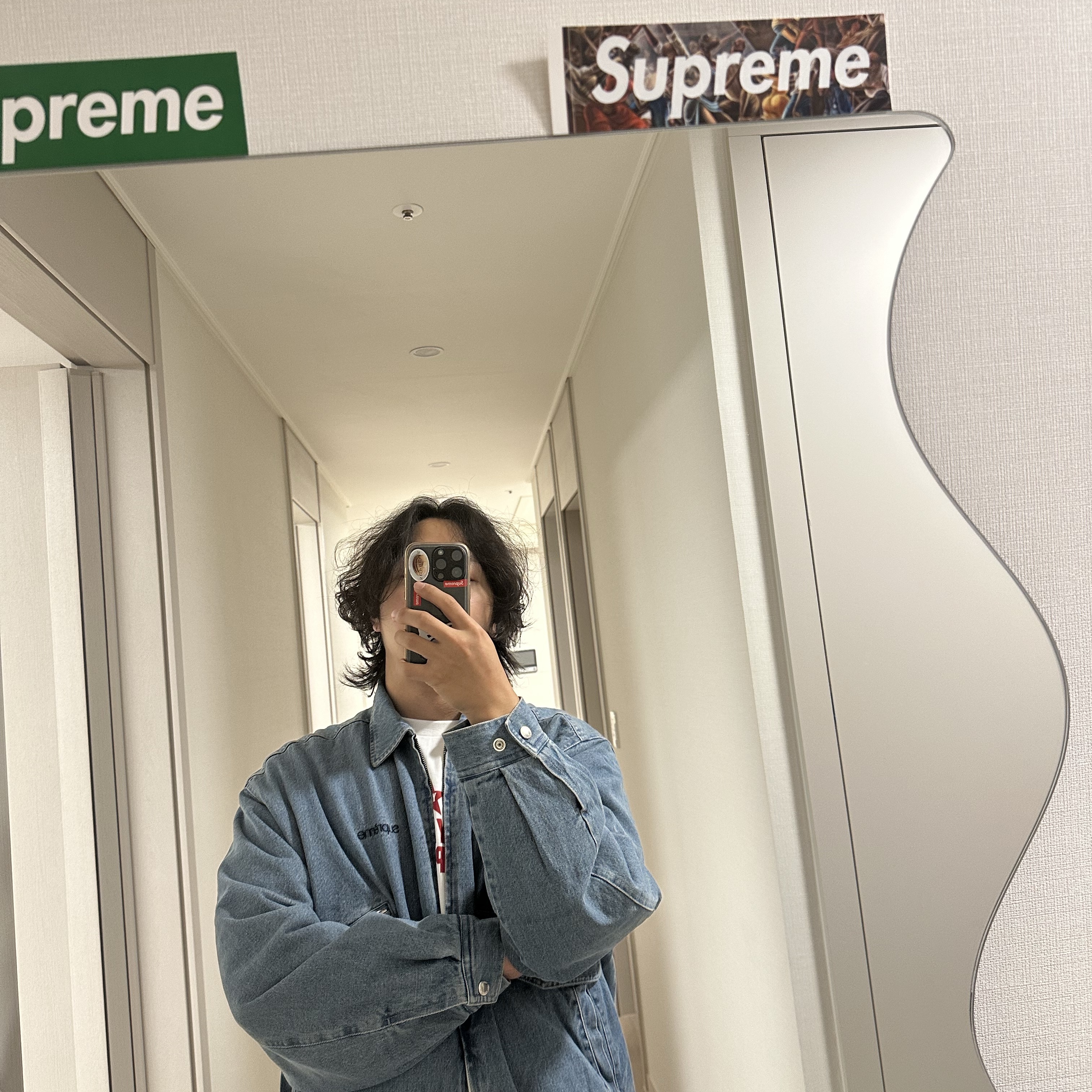 Supreme Hooded Utility Jacket Denim - 25FW 착용 스타일