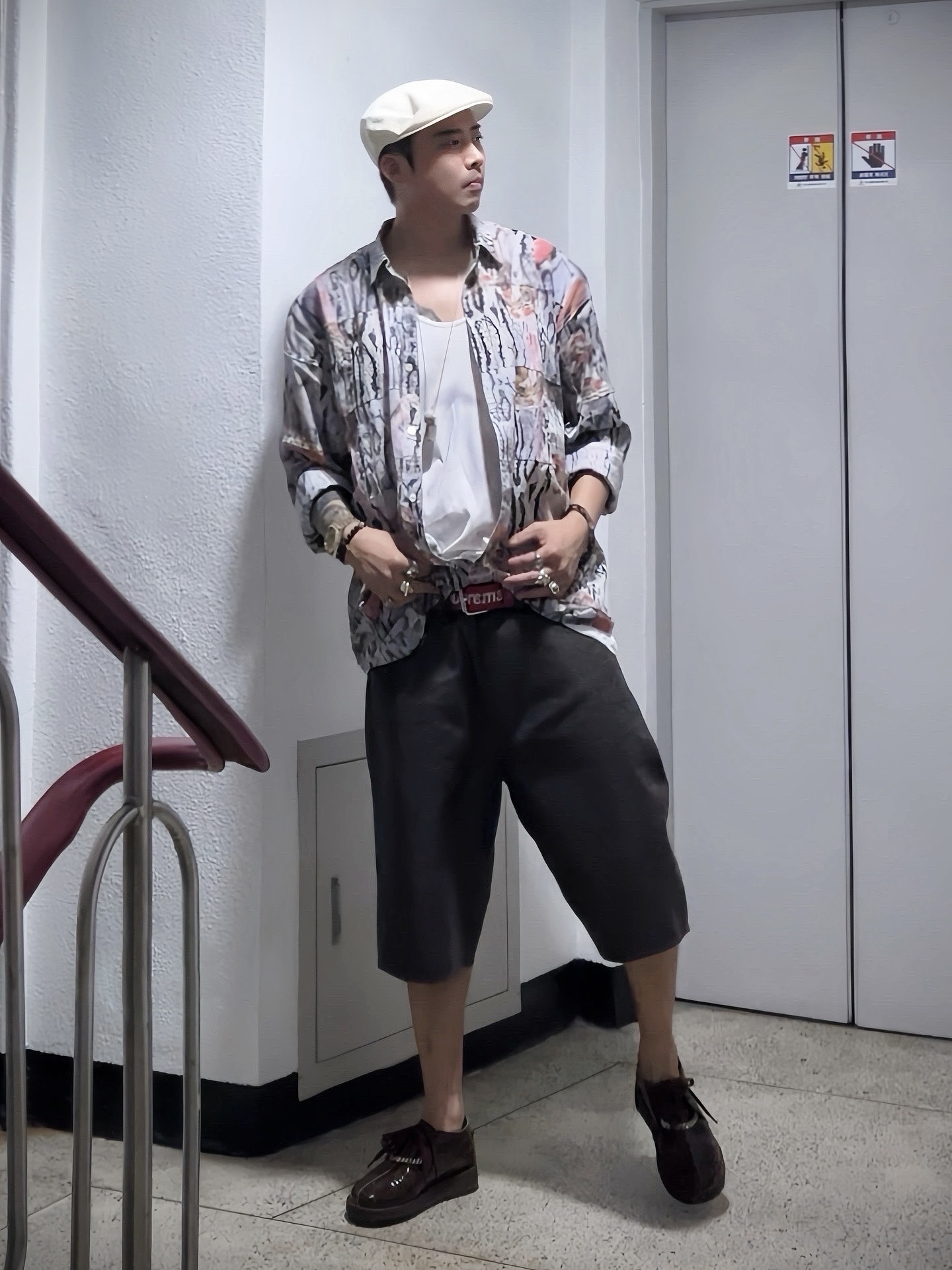 Supreme x Kangol Ventair Logo 504 Cream - 22SS, Supreme x Martine Rose Patchwork Shirt Multicolor - 24FW 착용 스타일