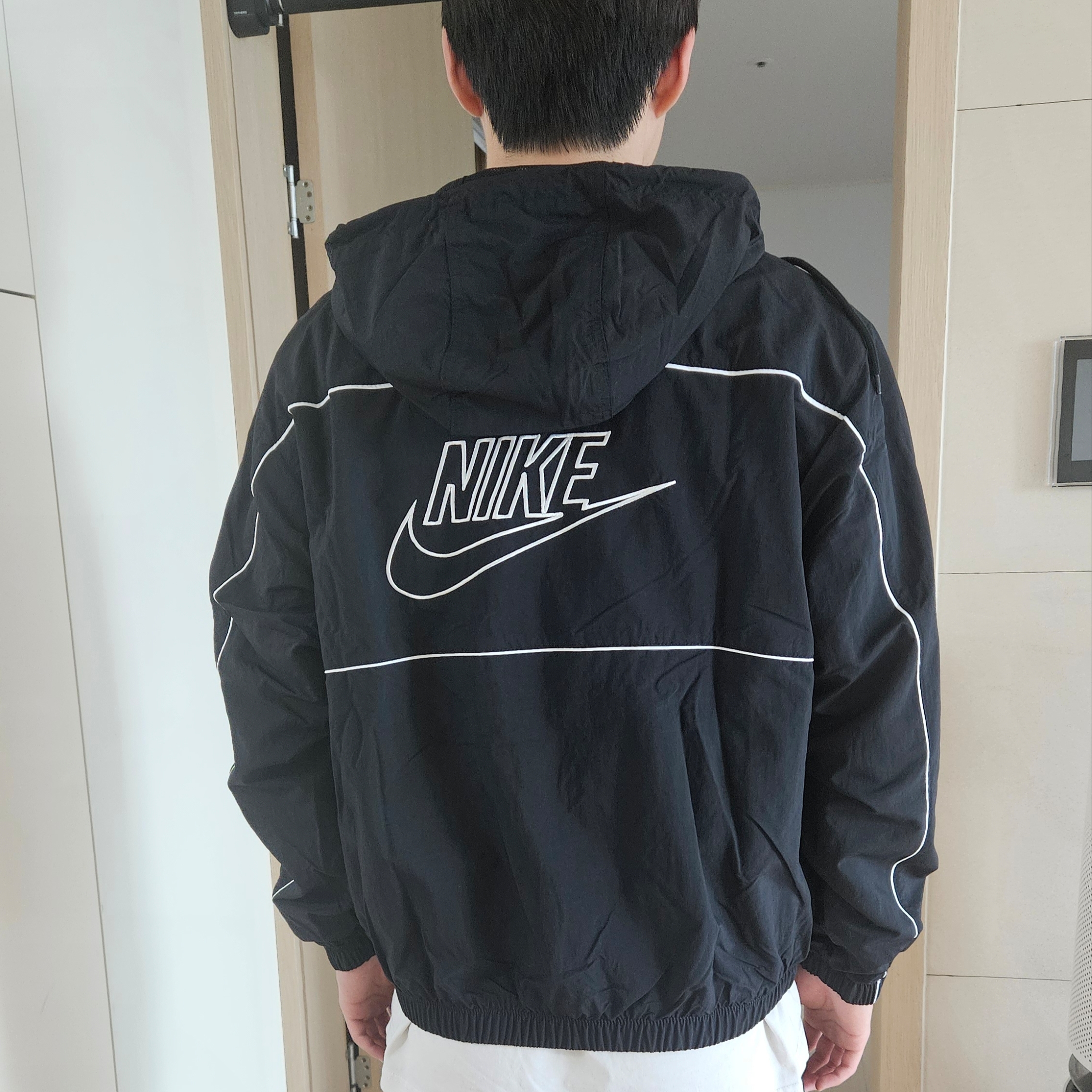 Nike Club Hooded Jacket Black White - Asia 착용 스타일 - 2