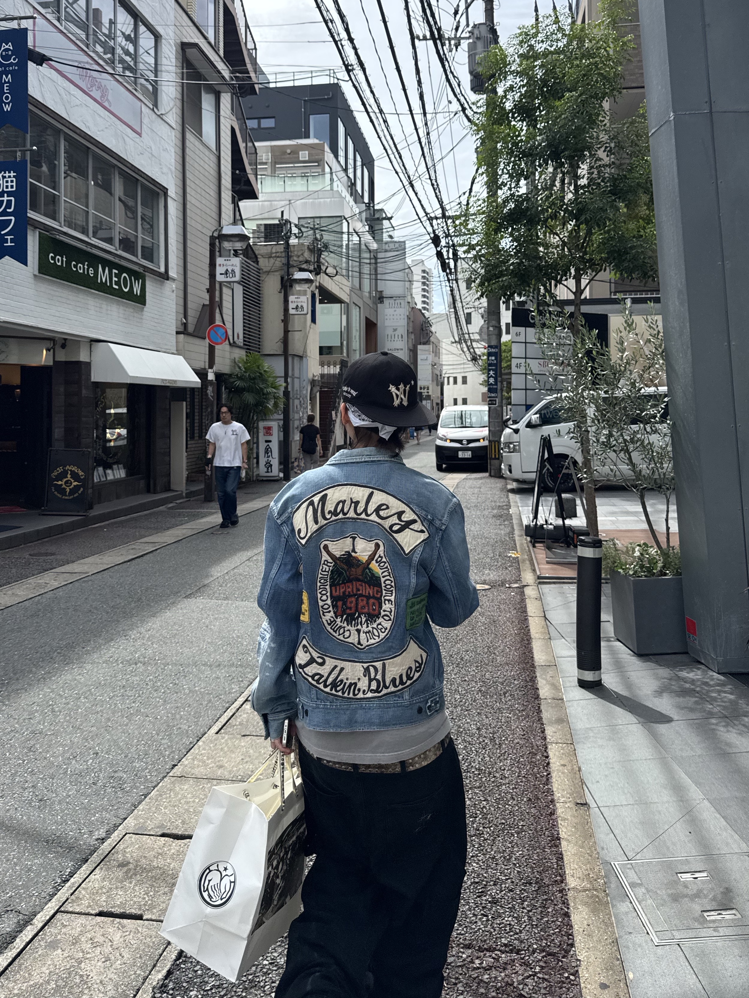Aoiro 6-Panel Bone A/N Cap Black, Kapital 14 oz. Denim Marley Uprising Jacket Light 착용 스타일 - 4