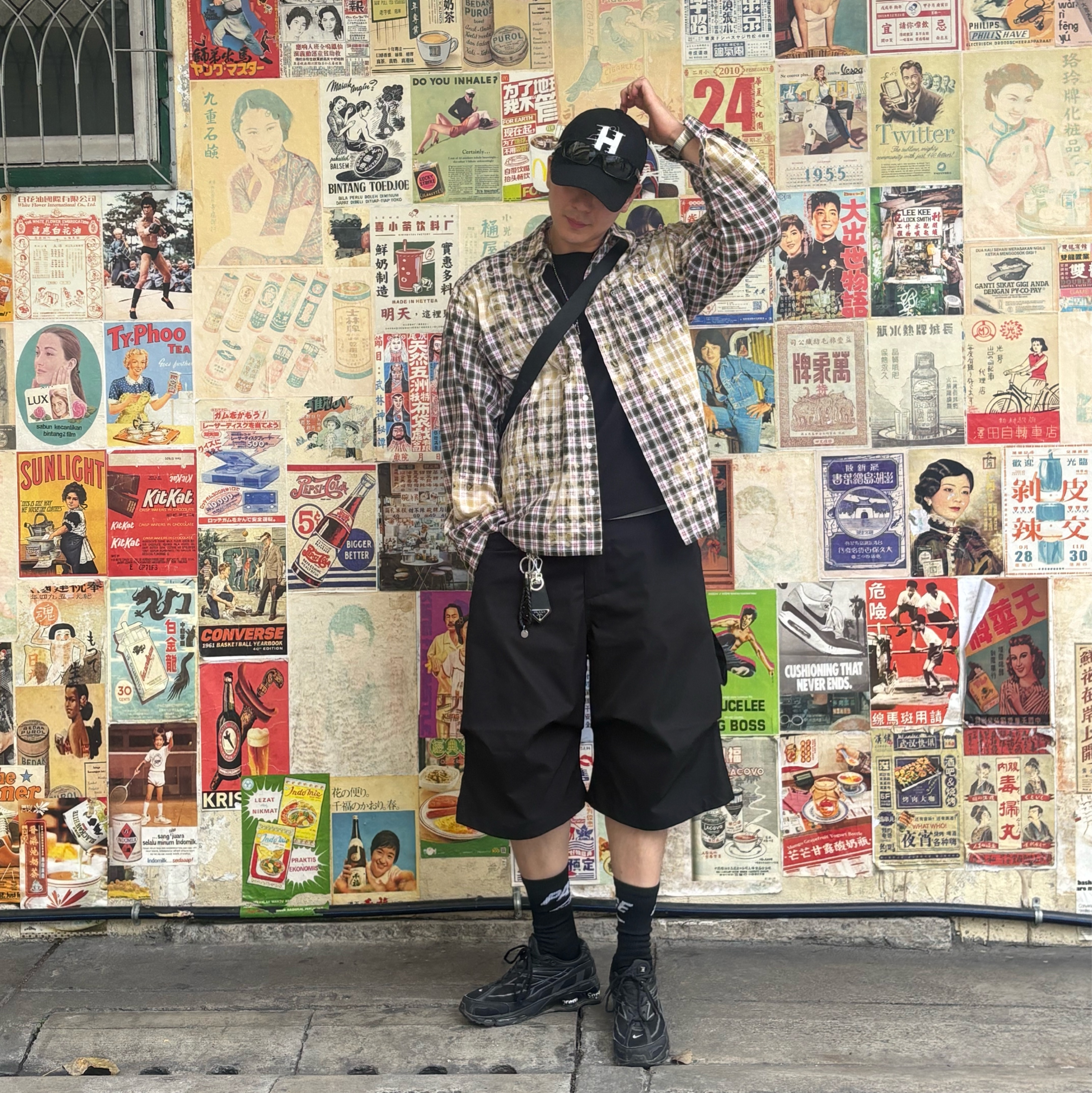 GRAILZ Bleached Plaid Summer Shirts Green, Nike x Comme des Garcons Homme Plus Air Max Sunder SP White Black 착용 스타일 - 3