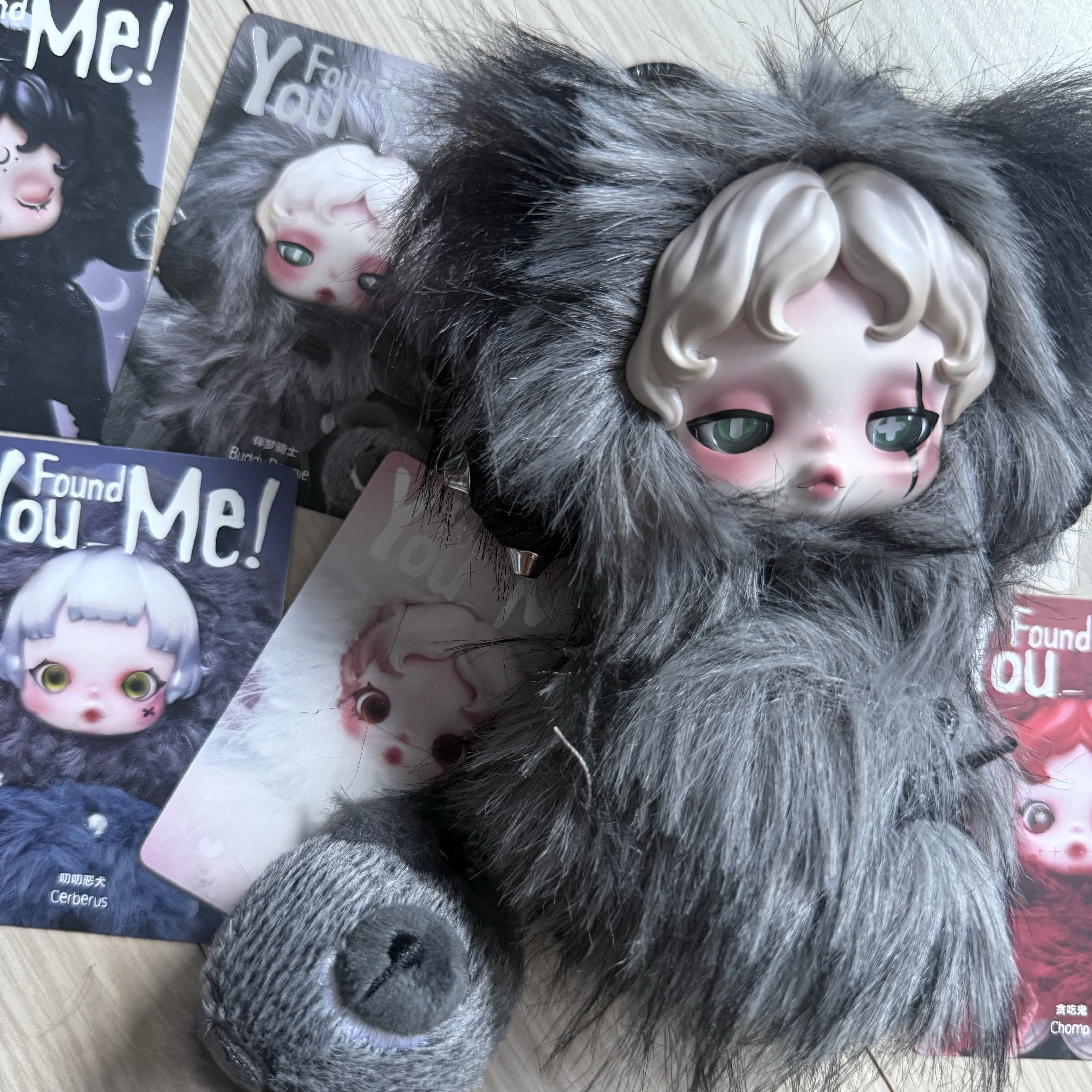 Pop Mart Skullpanda You Found Me ! Series Plush Doll Pendant Buddy Doggie (Opened Case) 착용 스타일