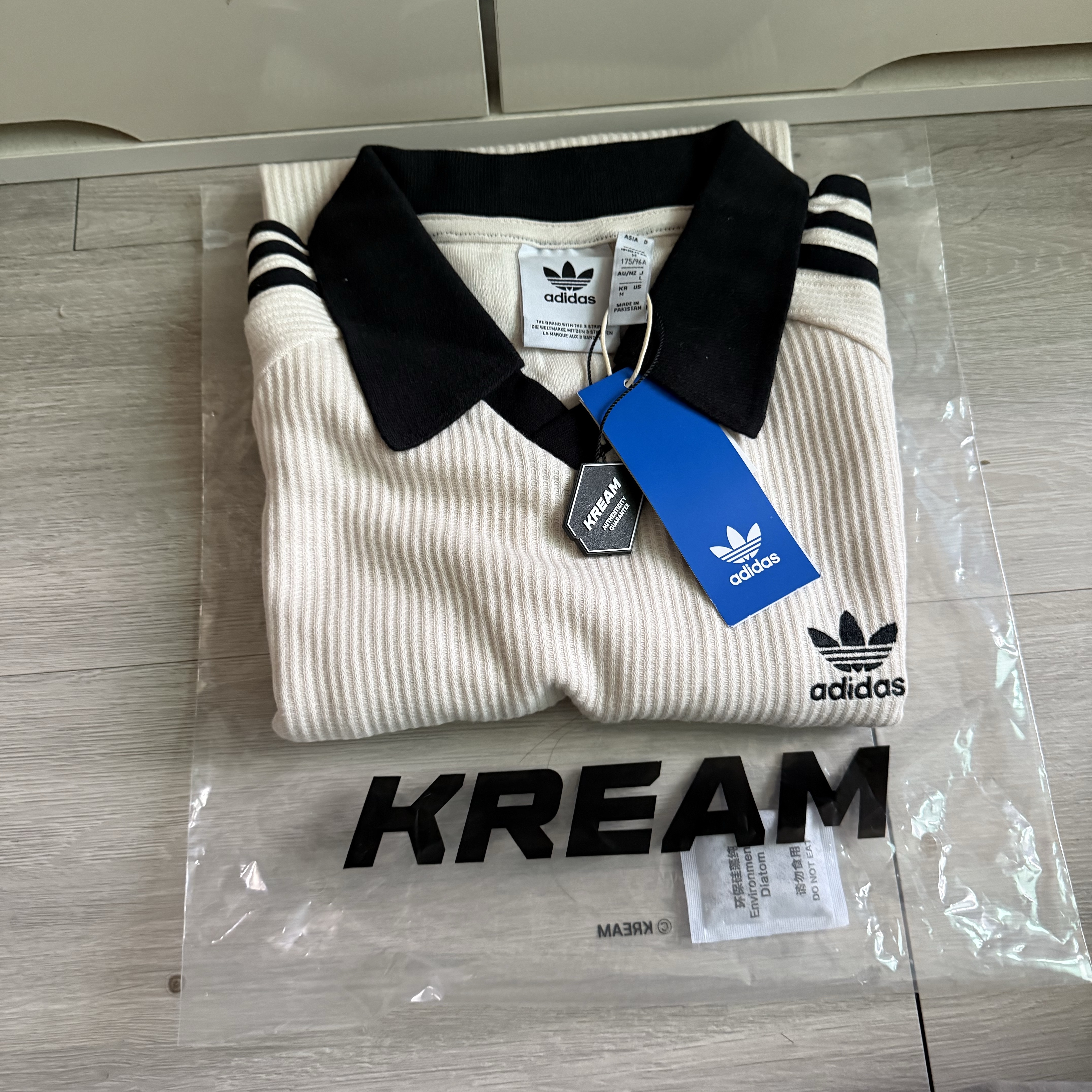 Adidas Originals Waffle Short Sleeve Polo Shirt Wonder White - KR Sizing 착용 스타일