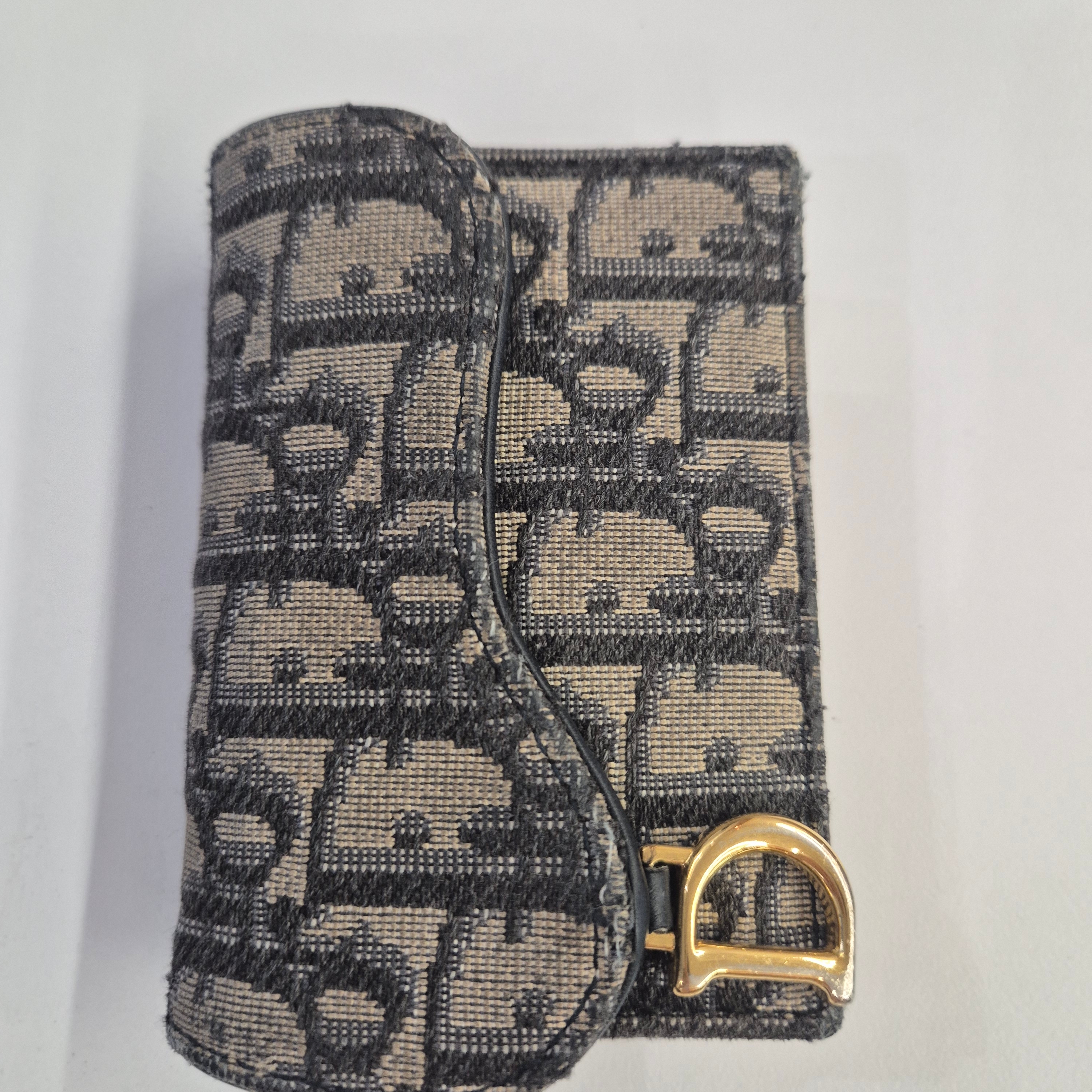 Dior Saddle Flap Card Holder Blue Dior Oblique Jacquard 착용 스타일